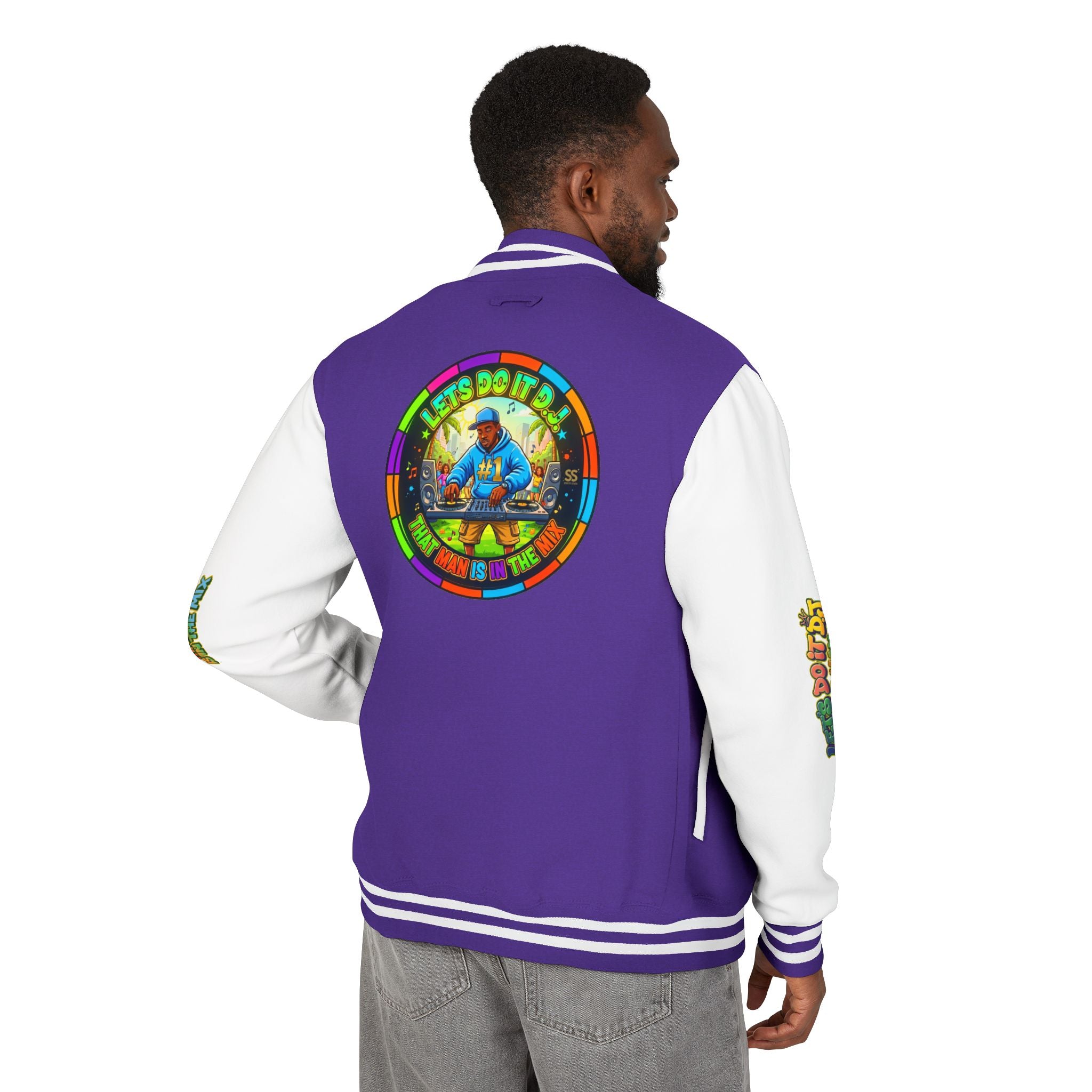 Letterman Jacket — 'Let's Do It' DJ Graphic Varsity Jacket