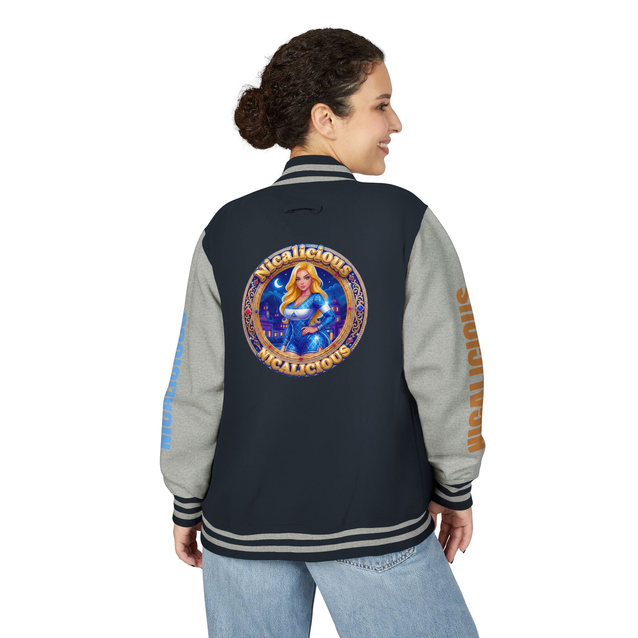 Letterman Jacket — 'Nicalicious' Retro Varsity Jacket with Angel Crest