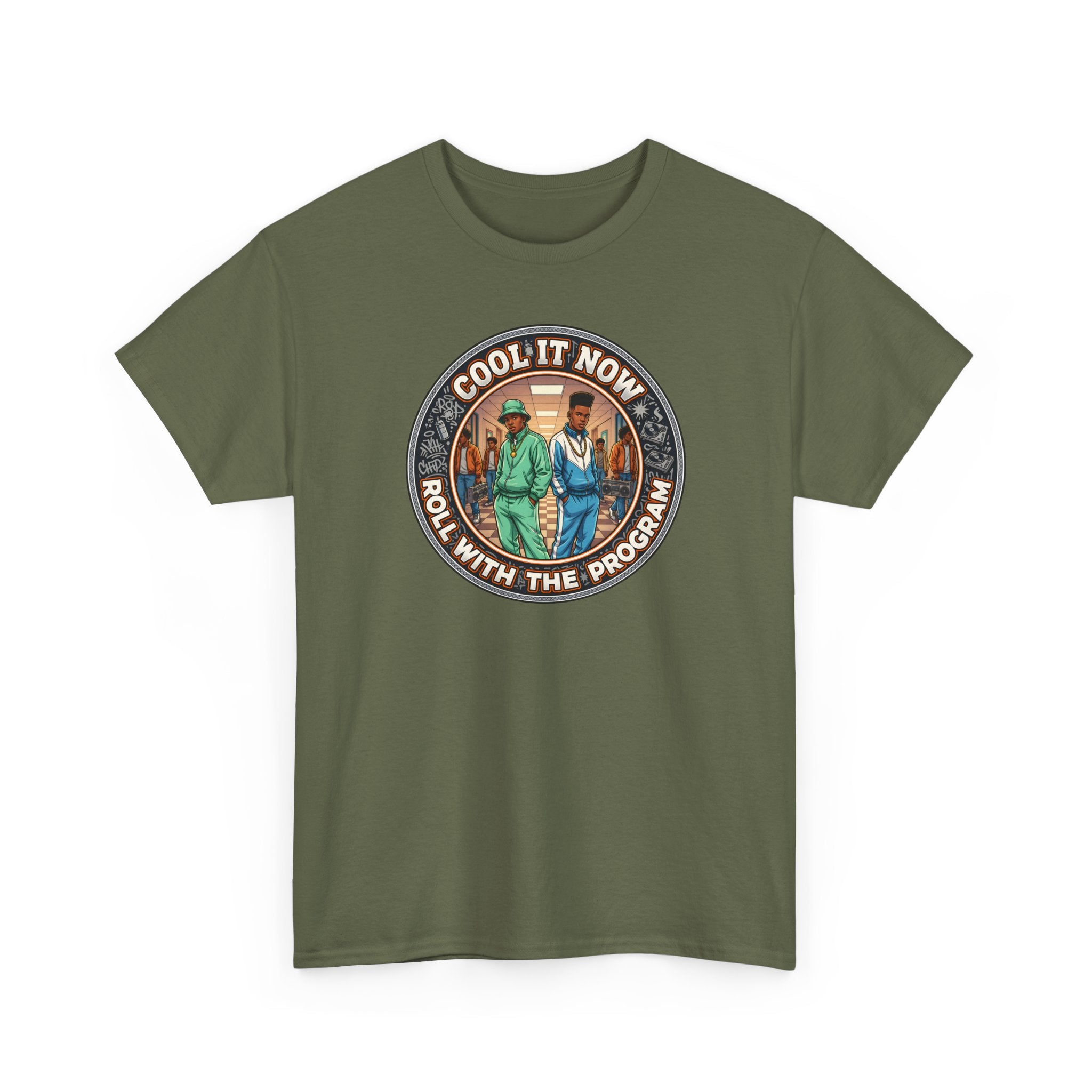 Cool It Now Tee — "Cool It Now Roll With The Program" Vintage Patch Graphic T-Shirt
