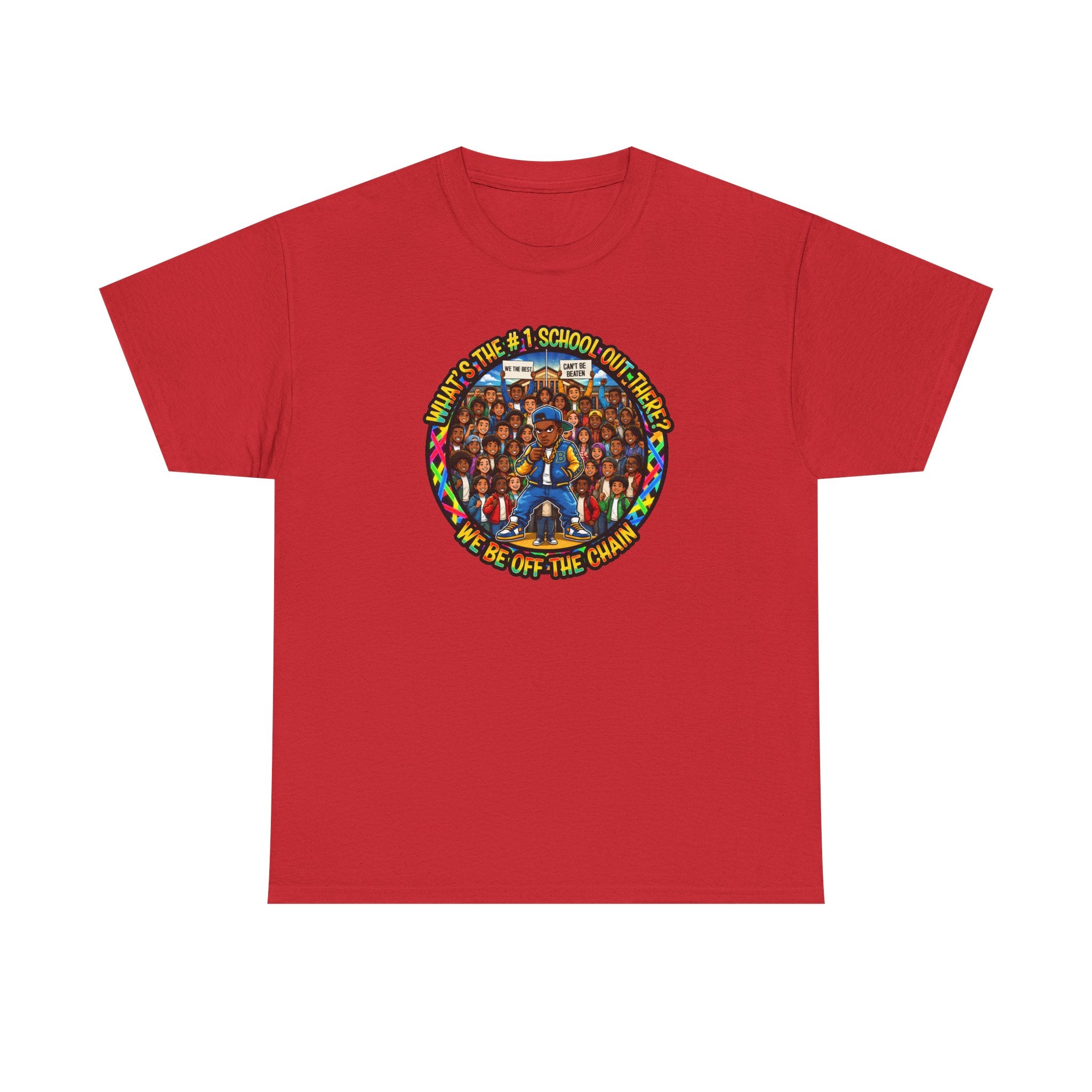 Community Unity Tee — "What's The #1 School Out There" Illustration Shirt