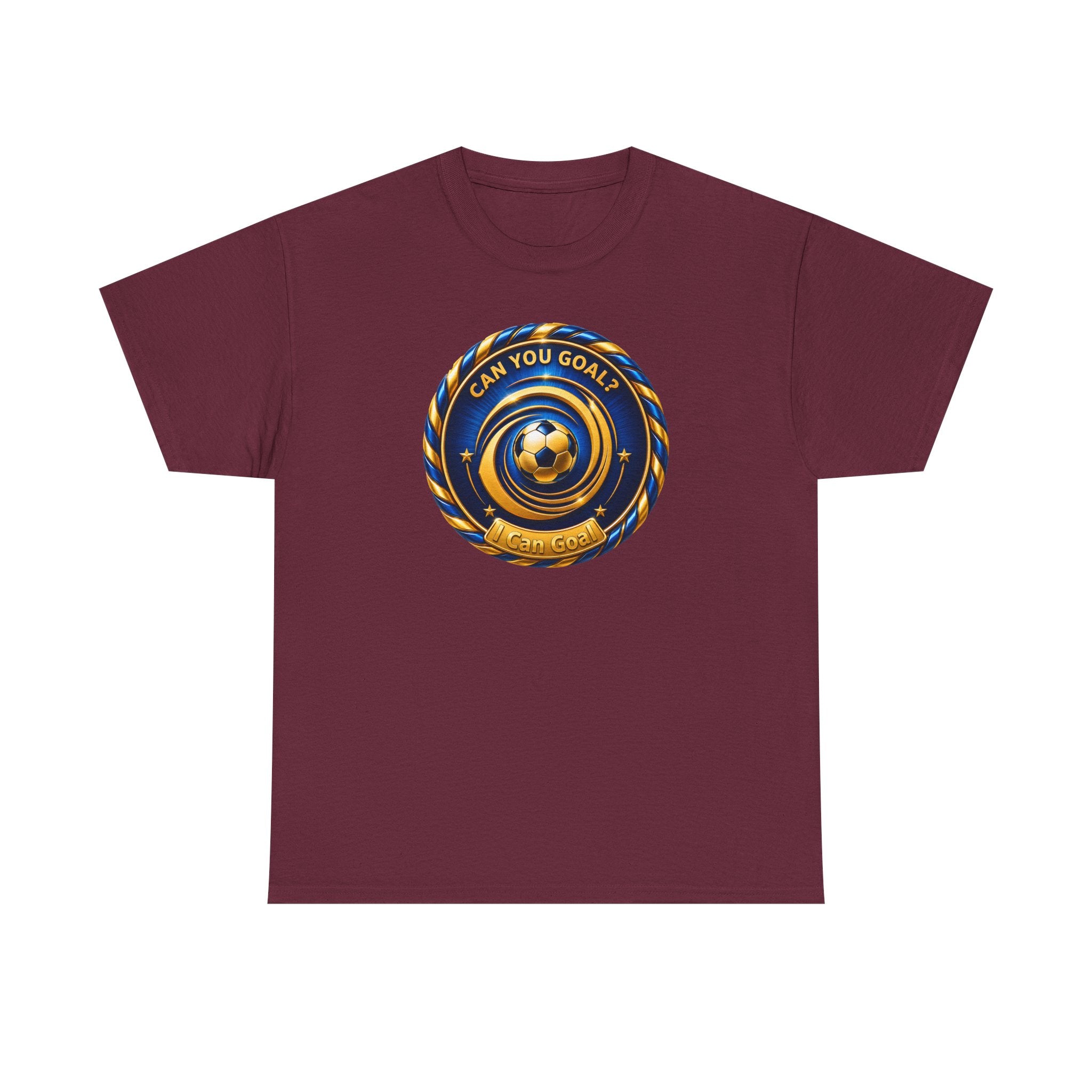 Soccer Badge Tee — "Can You Goal?" Graphic Soccer Shirt