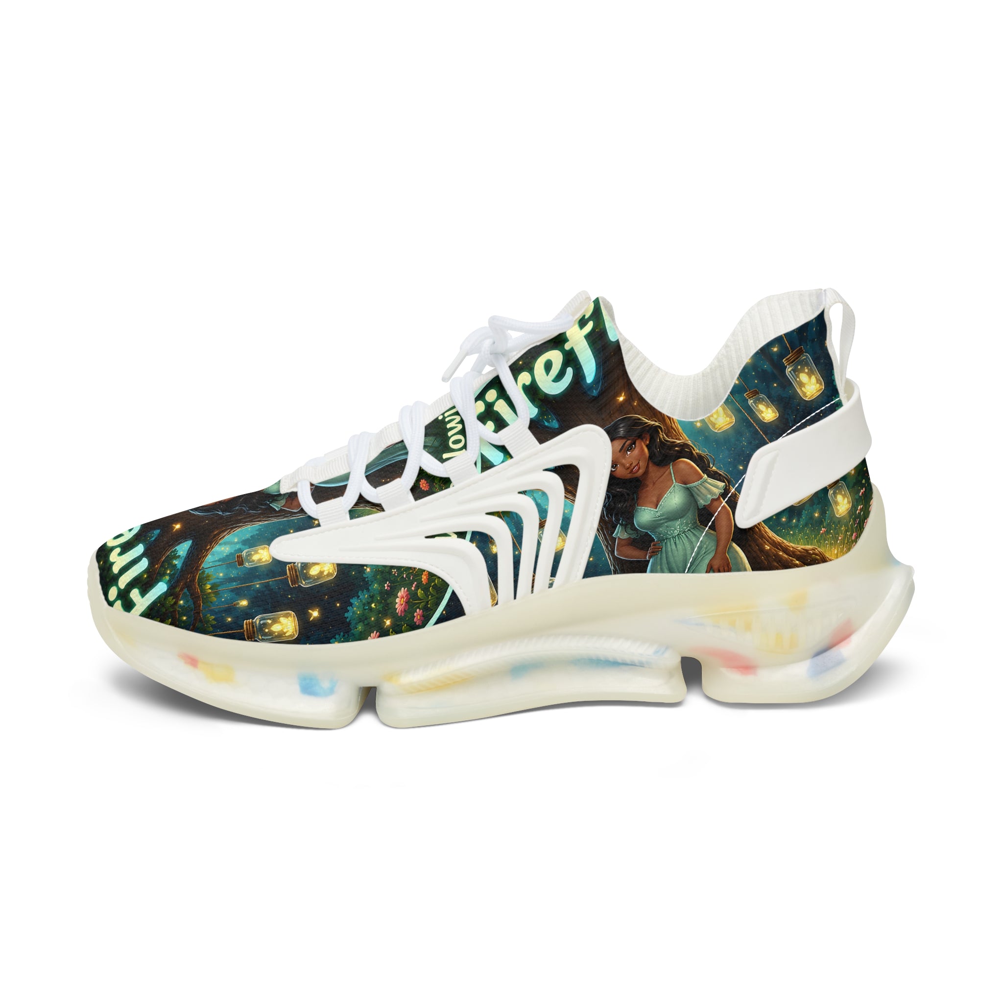 Women’s Mesh Sneakers — ’Fireflies’ Artistic Fairy Graphic Lightweight Running Shoes