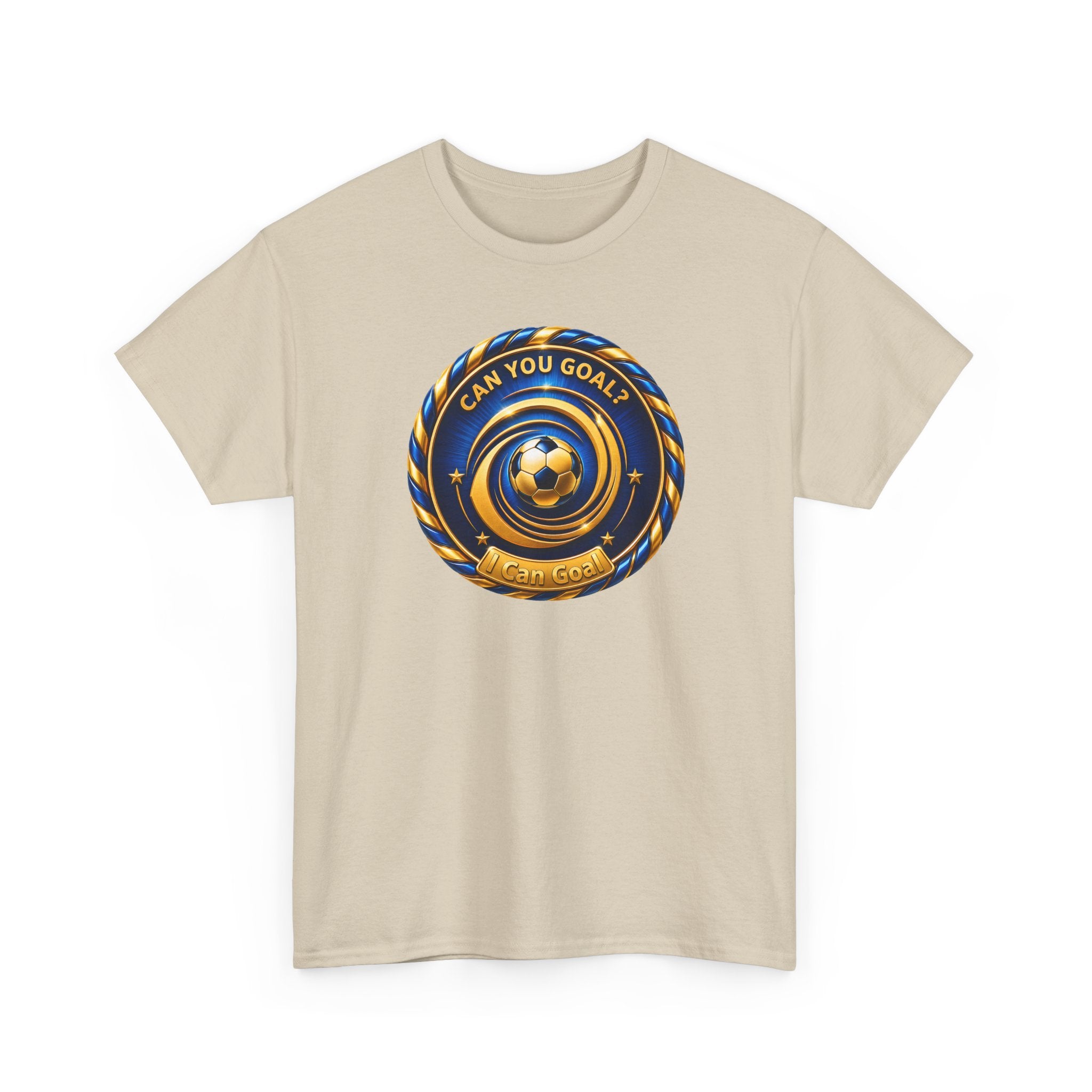 Soccer Badge Tee — "Can You Goal?" Graphic Soccer Shirt