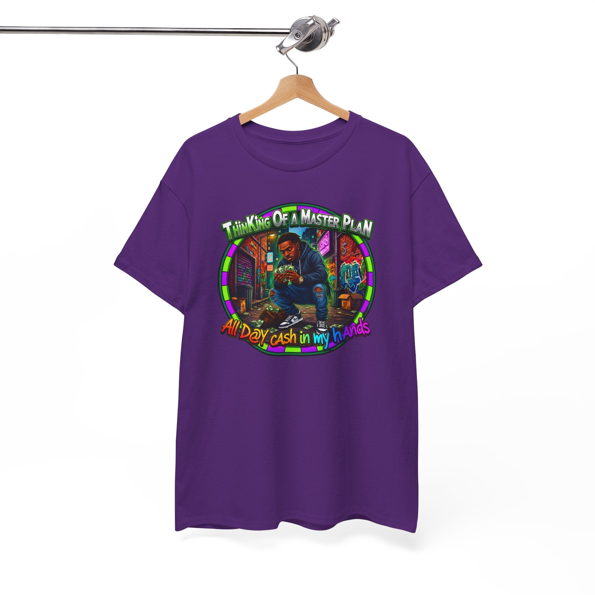 T-Shirt — "Thinking of a Master Plan" Colorful Retro Hip-Hop Graphic Tee