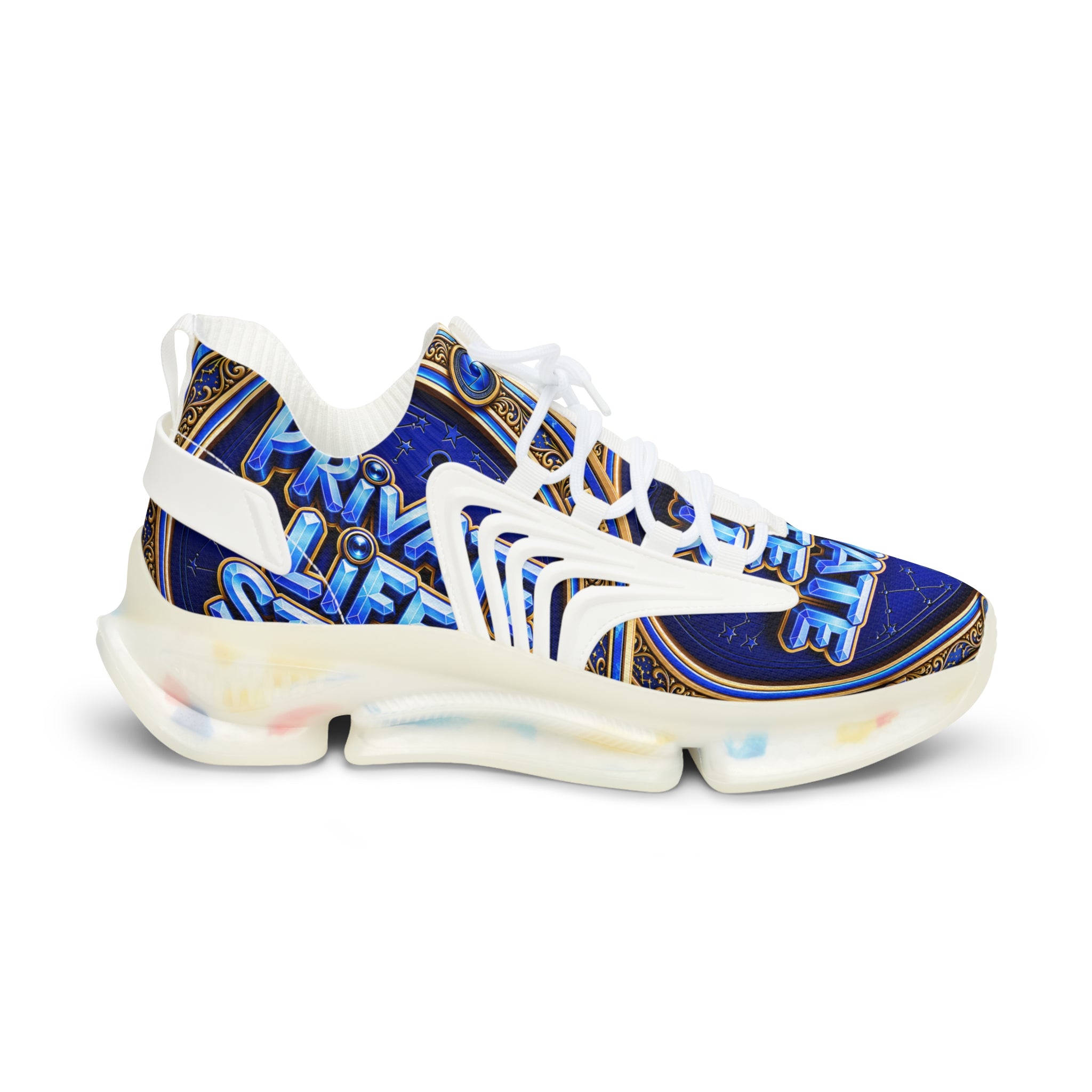 Mesh Sneakers — 'Private Life Style "Bold Blue Graphic Athletic Shoes