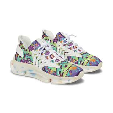 Grape Graffiti Mesh Sneakers — " Grape Run" Colorful Streetwear Athletic Shoes