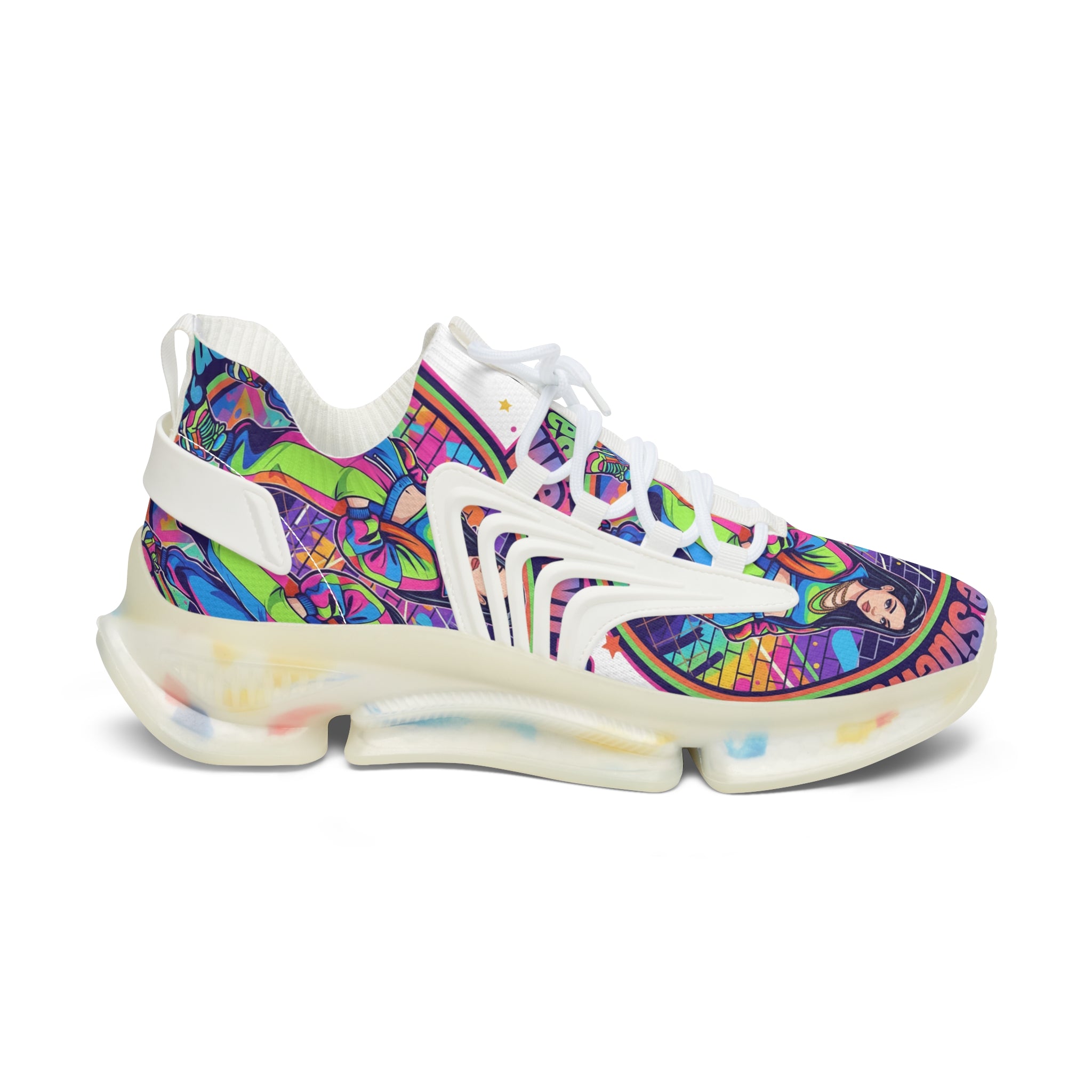 Women’s Mesh Sneakers — "We Own The Sidewalk "Colorful Retro Graphic Streetwear Trainers