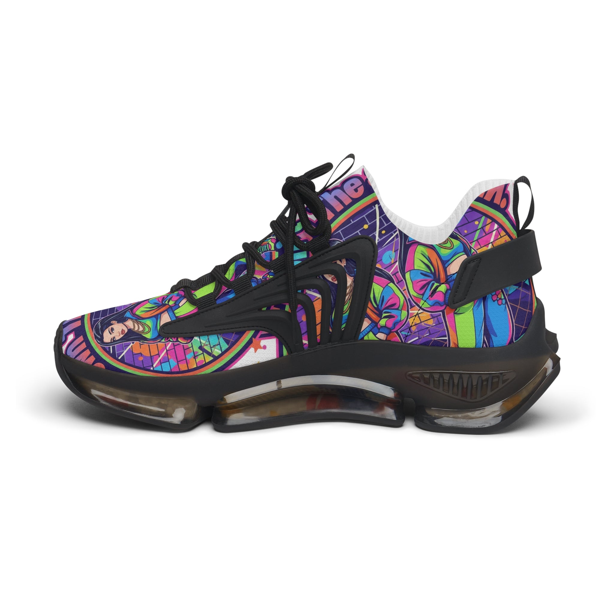 Women’s Mesh Sneakers — "We Own The Sidewalk "Colorful Retro Graphic Streetwear Trainers