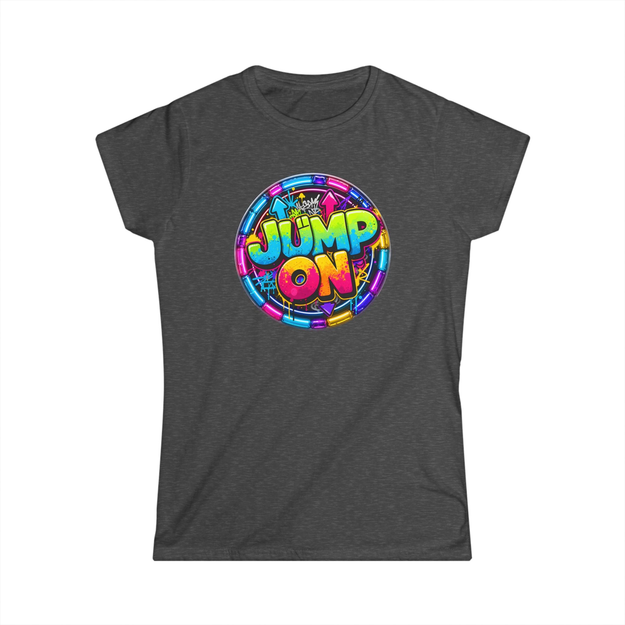 Women’s Tee — " Jump On" Classic White Softstyle Short Sleeve Shirt