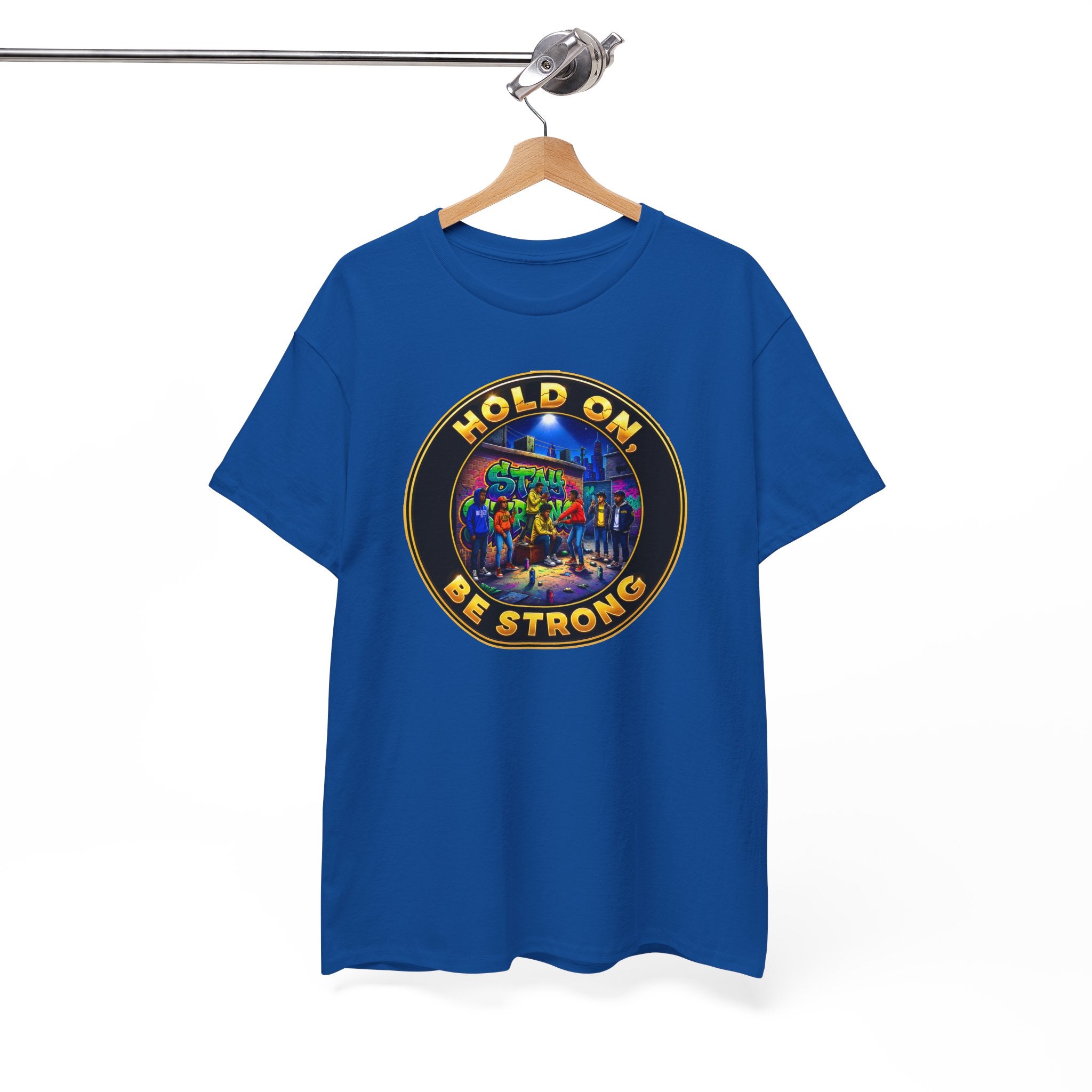T-Shirt — 'Hold On Be Strong' Inspirational Retro Circle Graphic Tee
