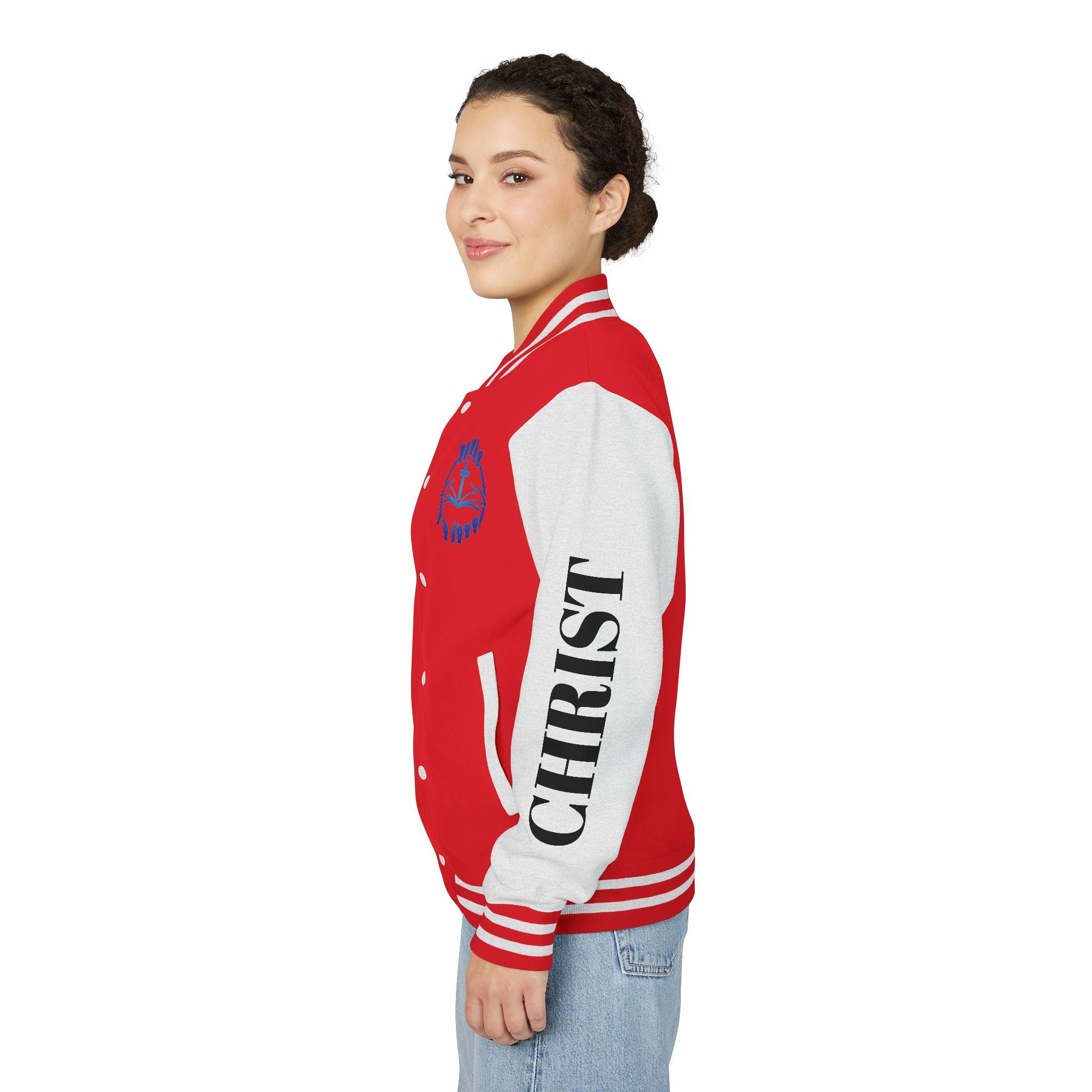 Christian Cross Letterman Jacket — Faith Crewneck Varsity Jacket