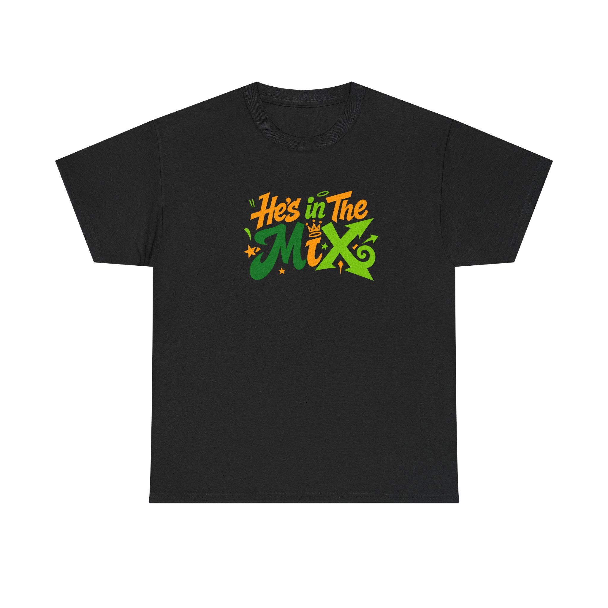 "He's in the Mix" T-Shirt — Retro Green & Orange DJ/Music Tee