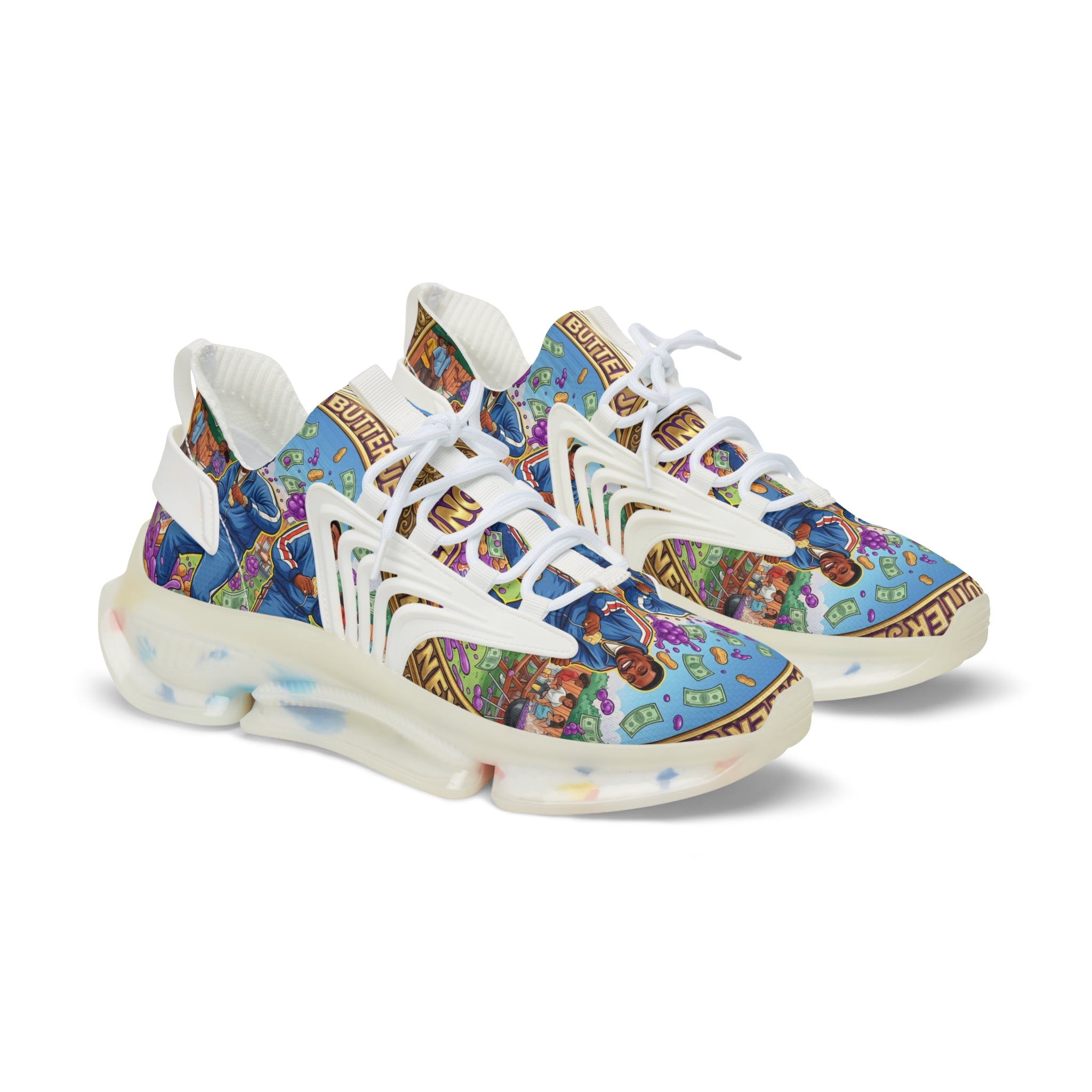 Mesh Sneakers —" Peanut Butter Jelly" Colorful Family Portrait Design Athletic Shoes