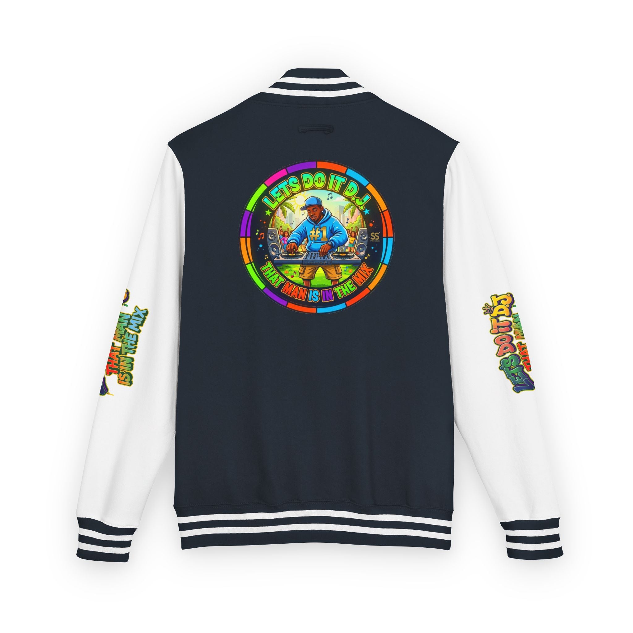 Letterman Jacket — 'Let's Do It' DJ Graphic Varsity Jacket