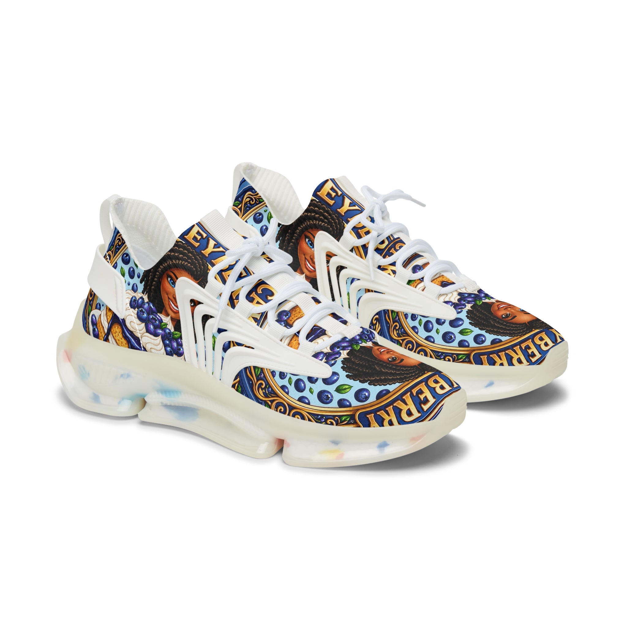 Women's Mesh Sneakers —" Honeyberry Shortcake" Portrait Athletic Shoes