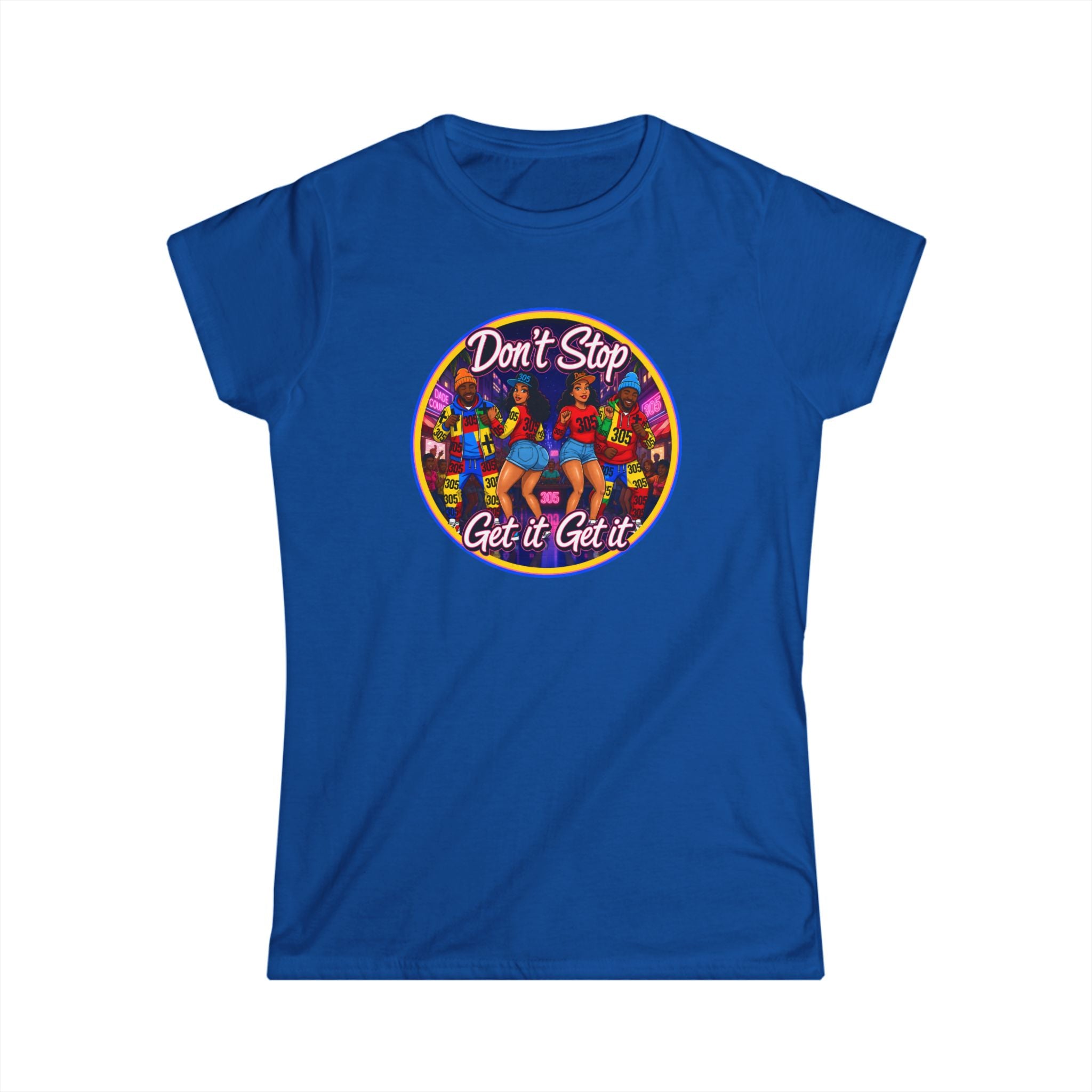"Don’t Stop Get It Get It" Women’s Tee – Retro Dance Party Graphic Shirt