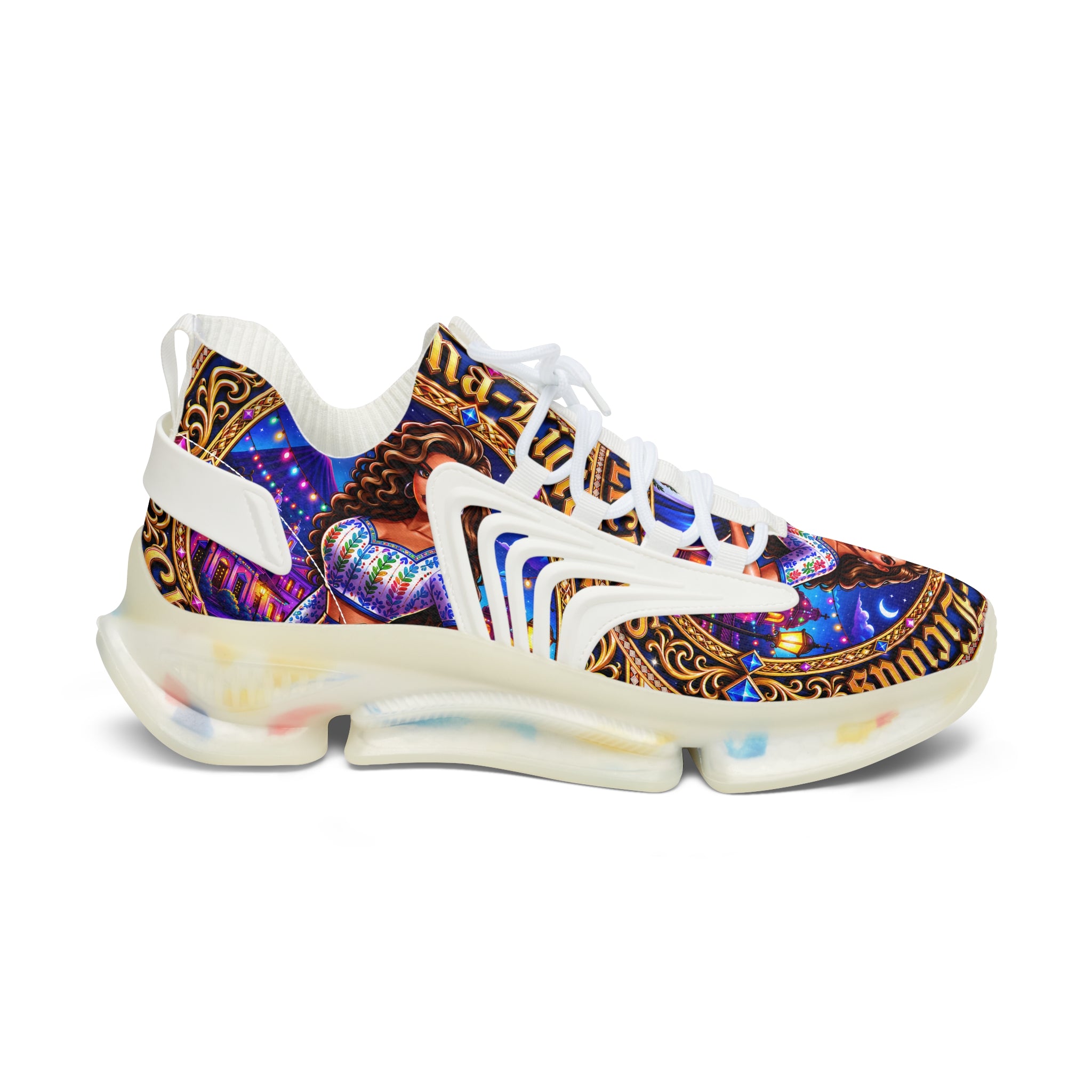 Women's Mesh Sneakers —"Chapina-Licious "Vibrant Saint-inspired Graphic Athletic Shoes