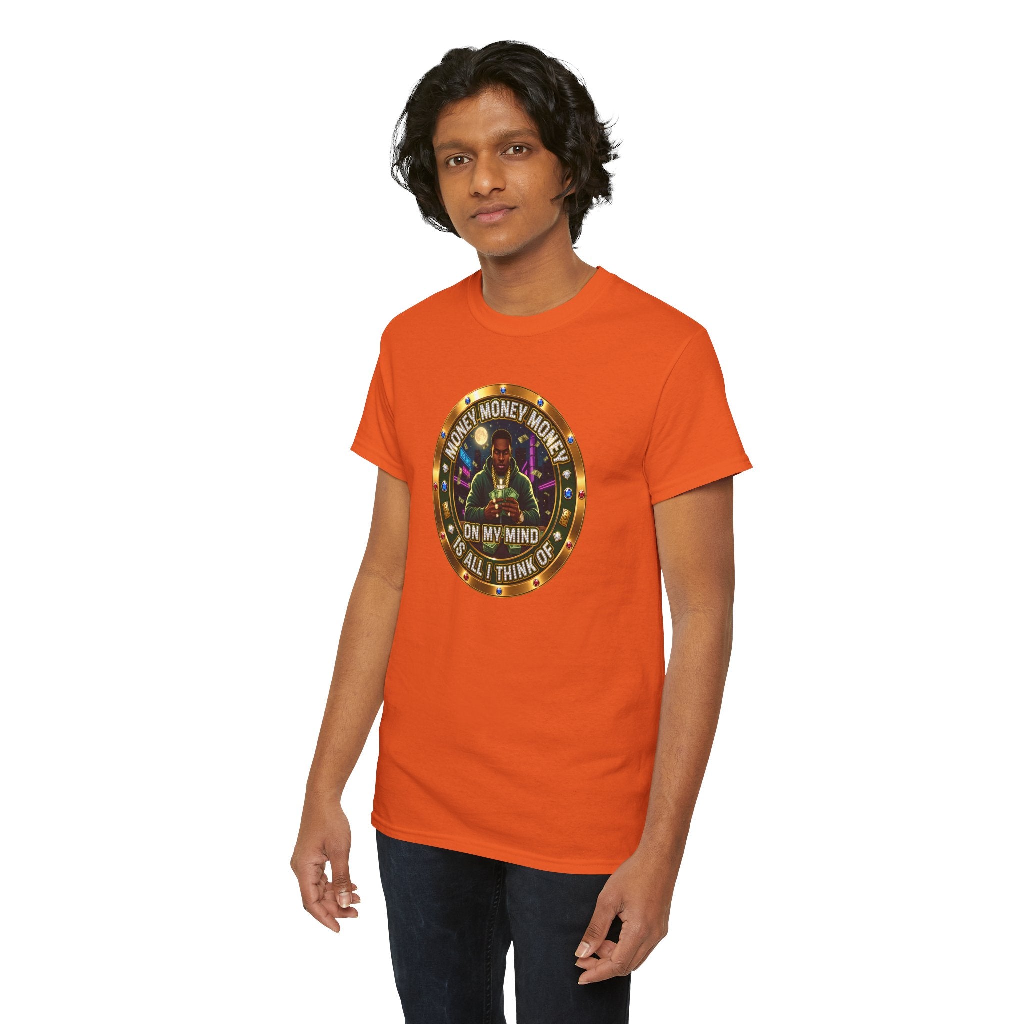 "Money On My Mind" Graphic Tee — Retro Casino Coin Design