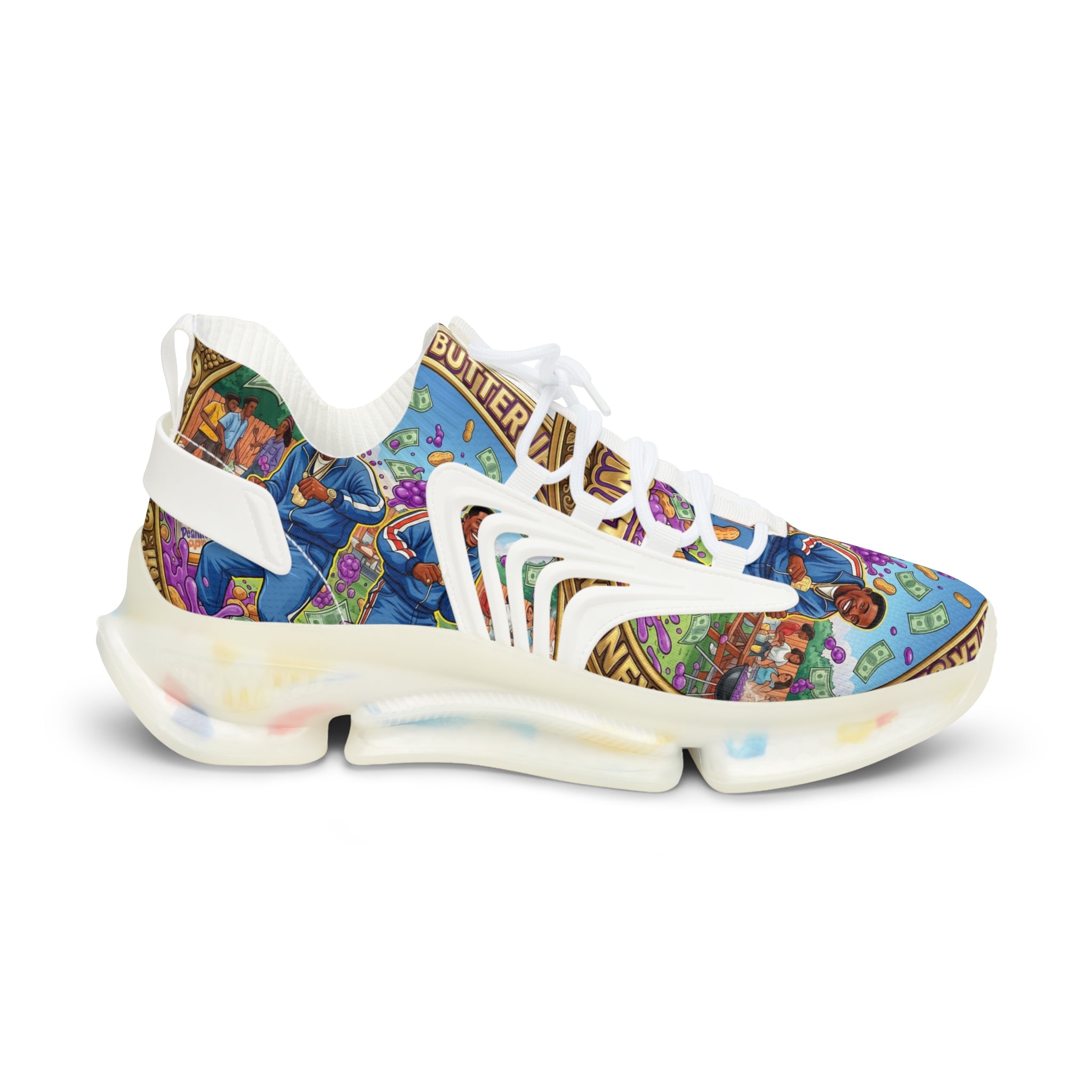 Mesh Sneakers —" Peanut Butter Jelly" Colorful Family Portrait Design Athletic Shoes