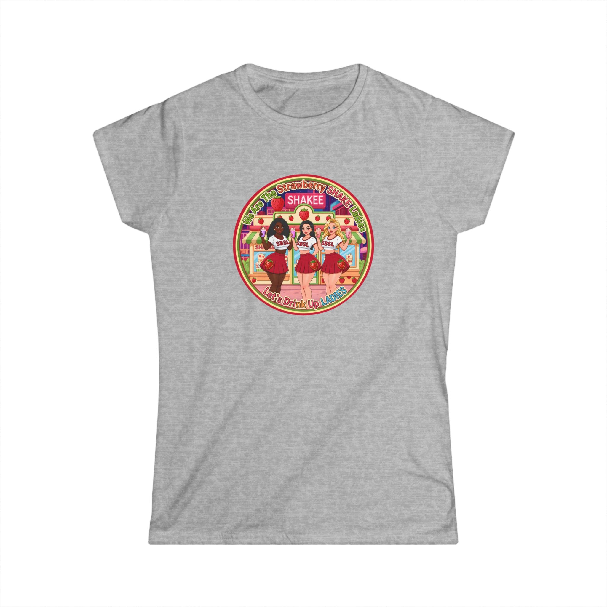 Retro Girl Group Tee — "We Are The Strawberry Shake Ladies" Vintage K-Pop Style Graphic Shirt