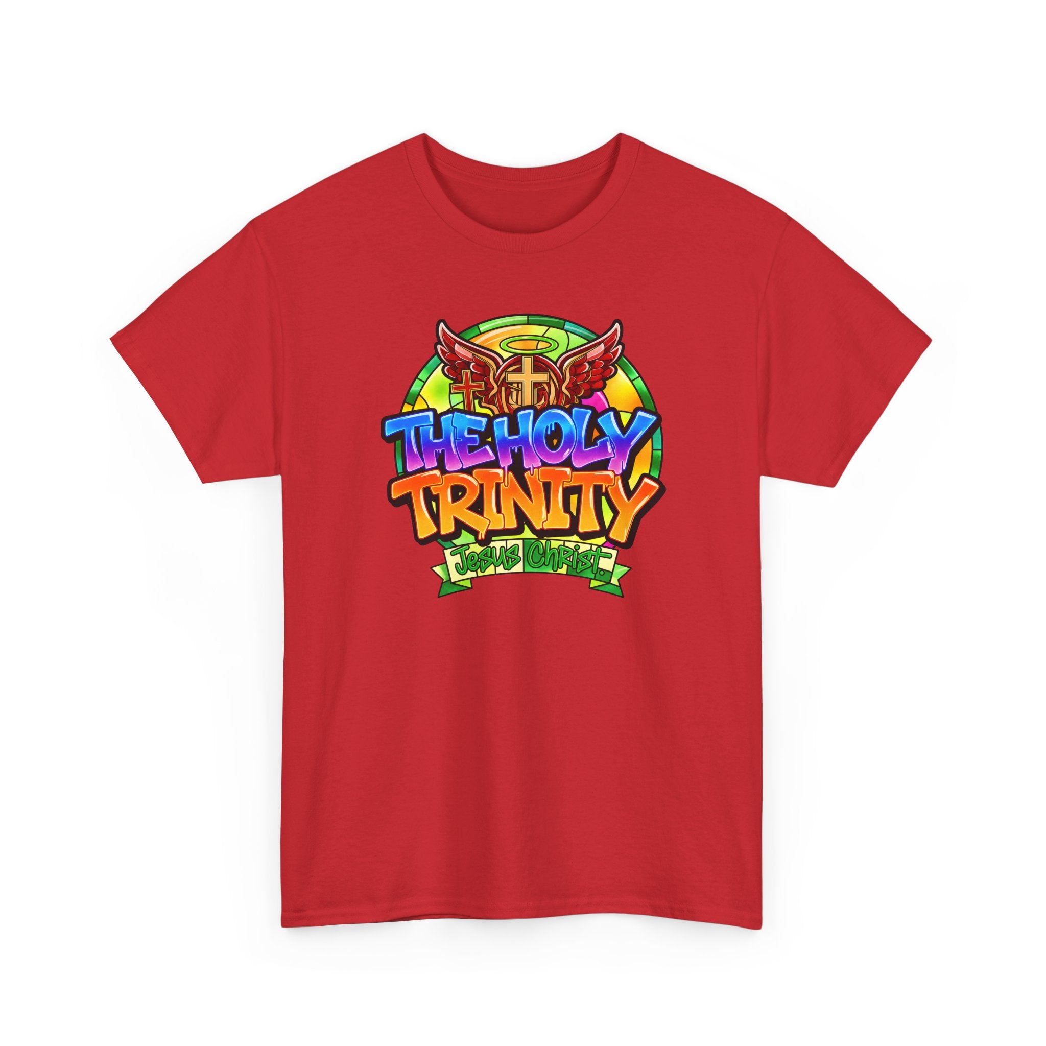 Holy Trinity Graphic Tee — Colorful Faith-Inspired Streetwear T-Shirt