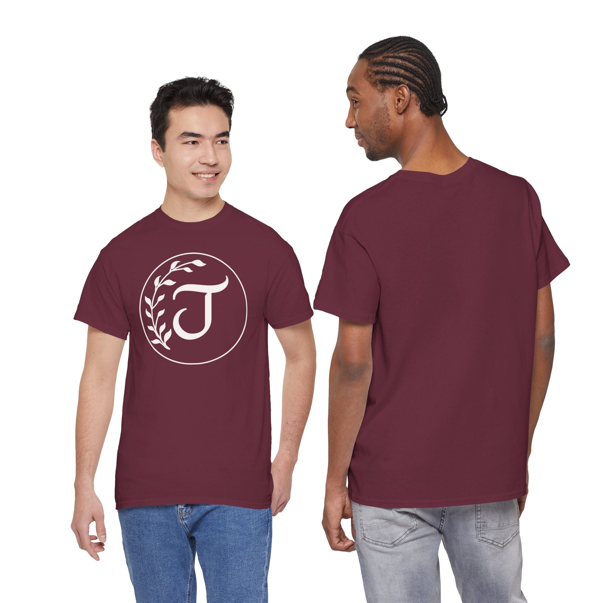 White Tee with Subtle "Floral J " Jesus Christ "— Minimalist Japanese Character T-Shirt