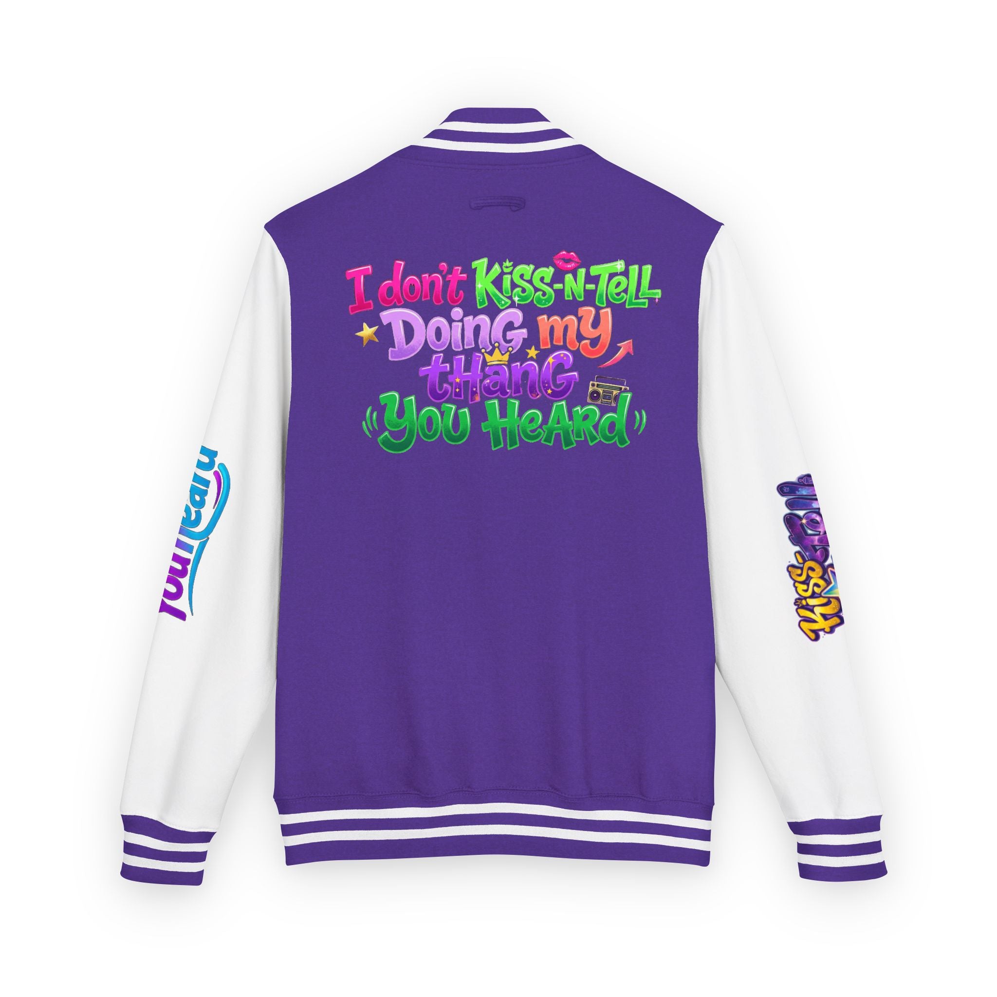 Letterman Jacket — "I Don't Kiss-N-Tell, Doing My Thang You Heard" Colorful Streetwear