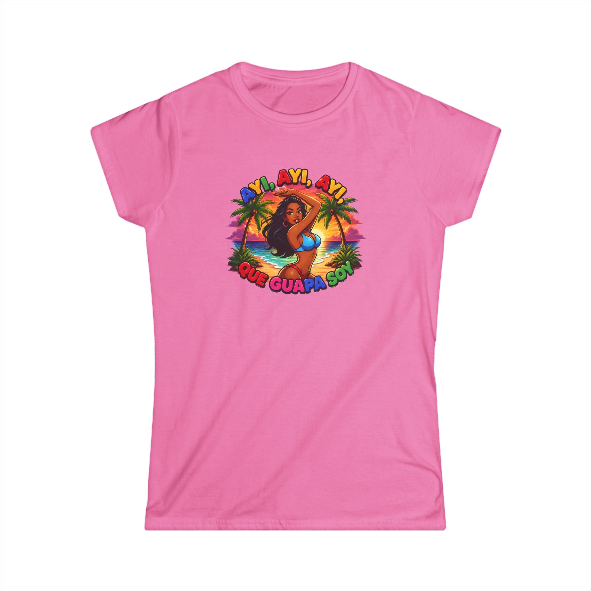 Women's Tee — Tropical ''Ayi, Ayi, Ayi Que GuapaSoy'' Beach Vibes Graphic Shirt