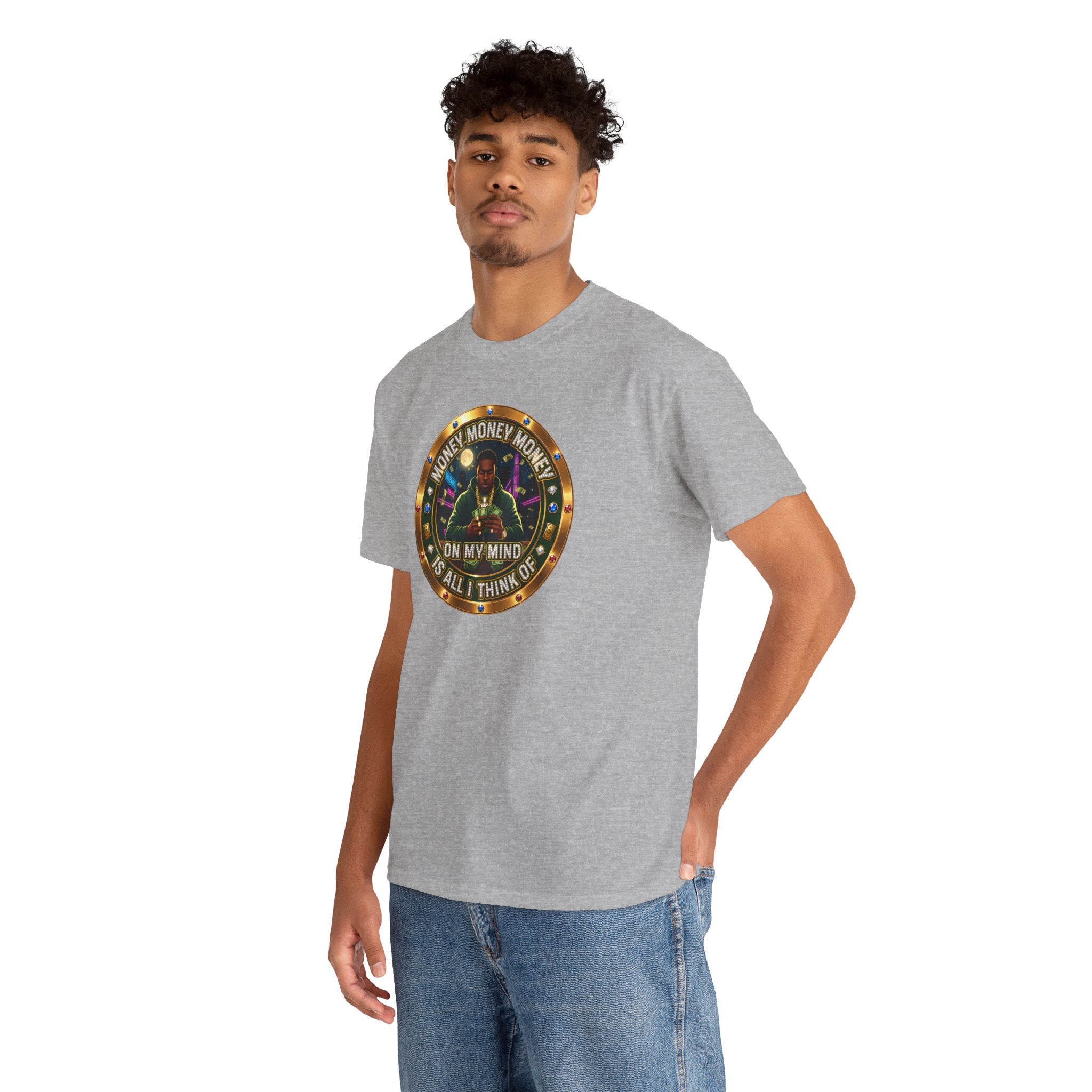 "Money On My Mind" Graphic Tee — Retro Casino Coin Design