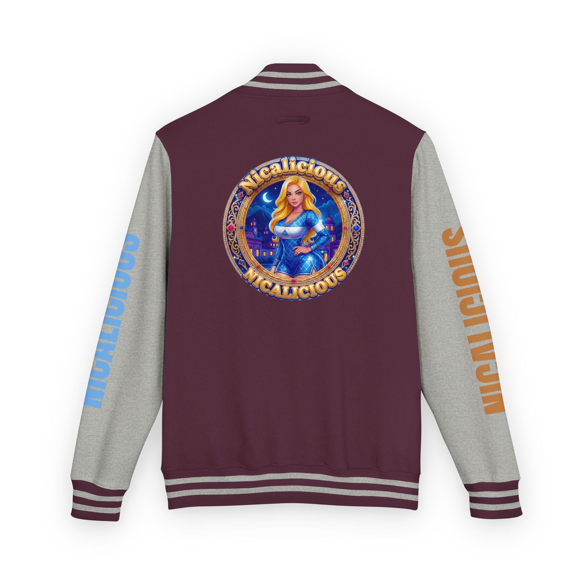Letterman Jacket — 'Nicalicious' Retro Varsity Jacket with Angel Crest