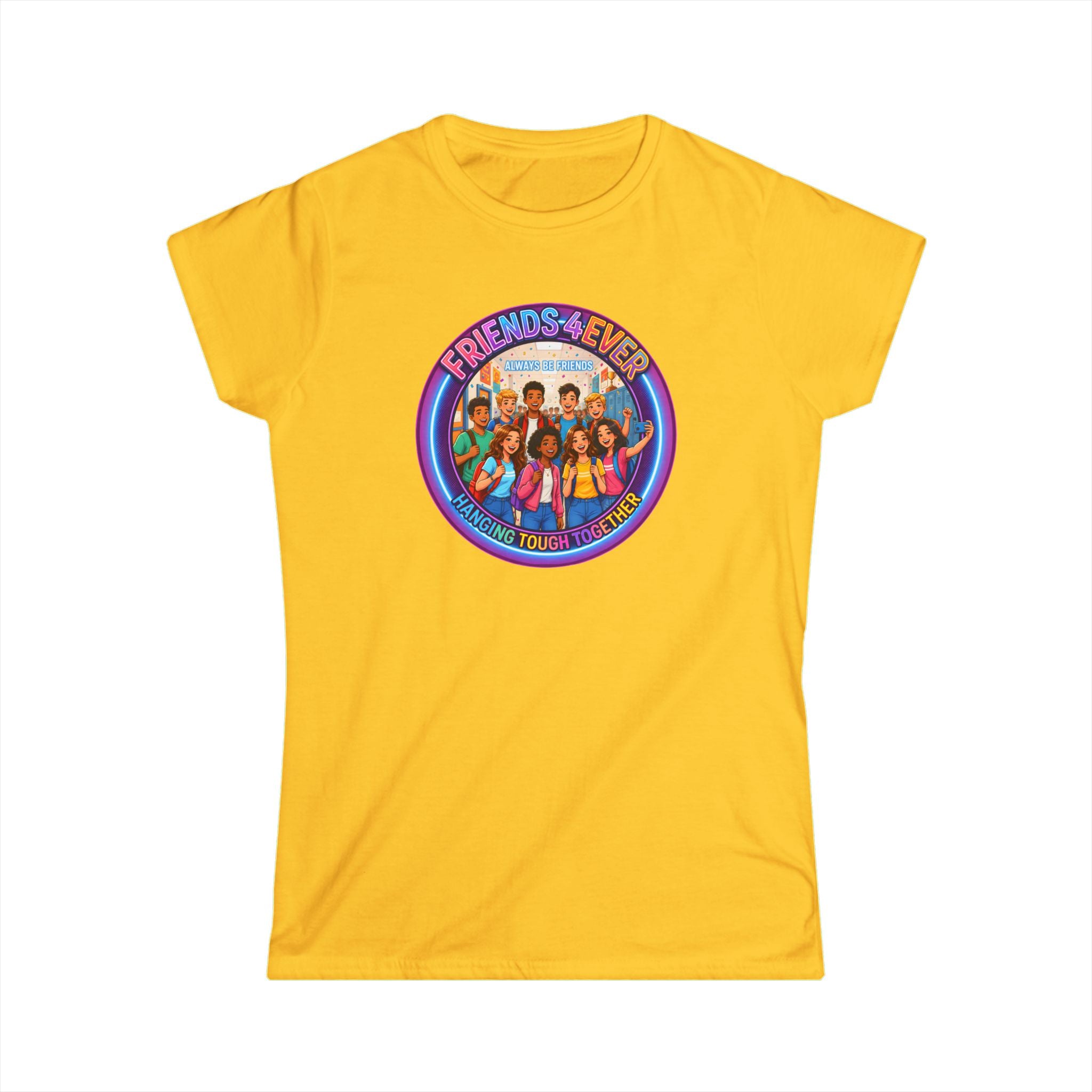 "Friends 4Ever" Graphic Tee — Retro Diverse Girl Squad Shirt