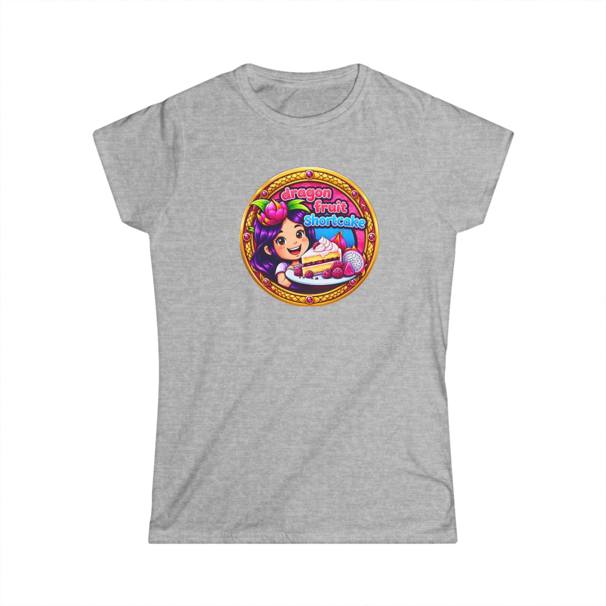 Women’s T‑Shirt — Cute Retro Girl with "Dragon Fruit Shortcake ” Graphic