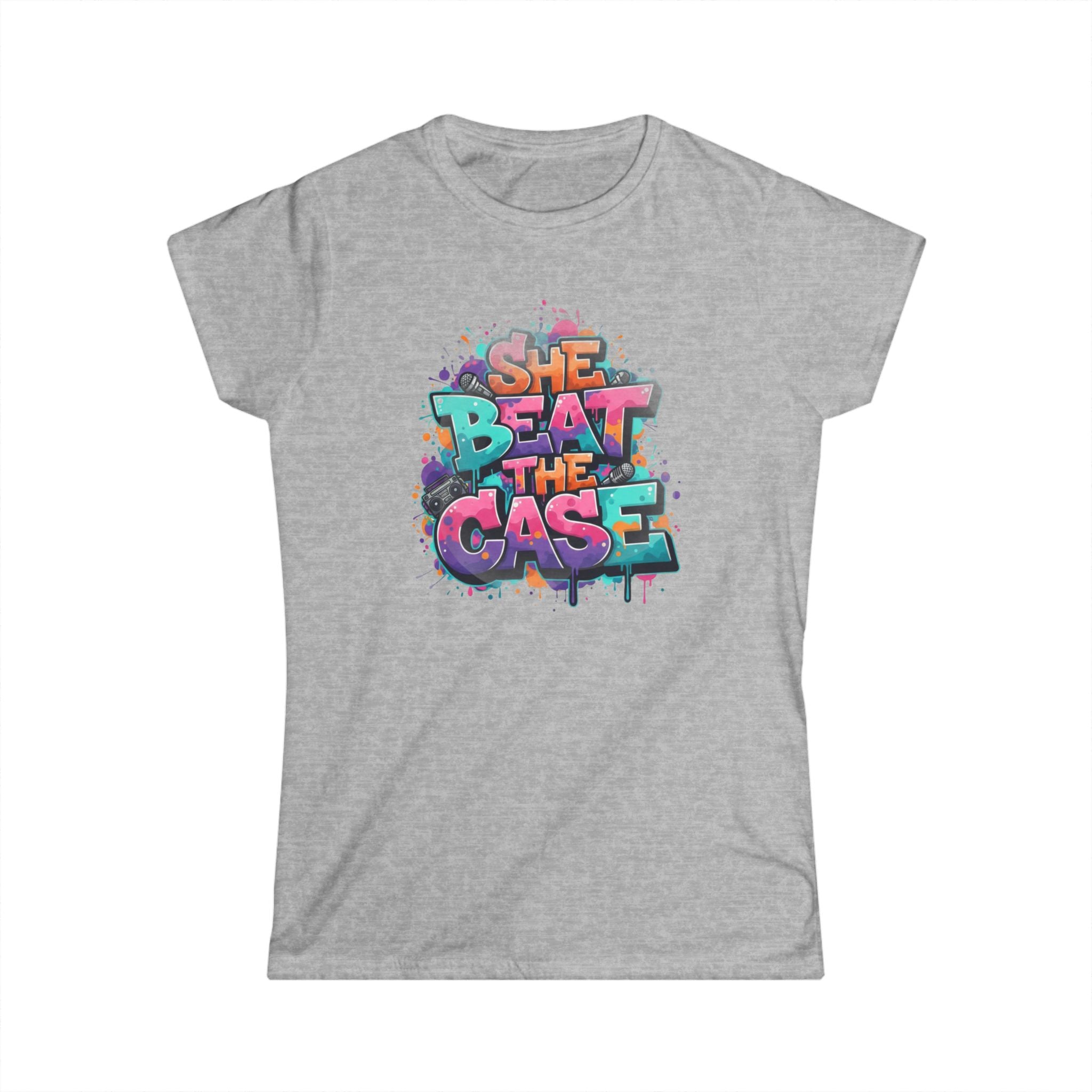 "She Beat the Case" Tee — Bold Graffiti Women’s Victory T-Shirt