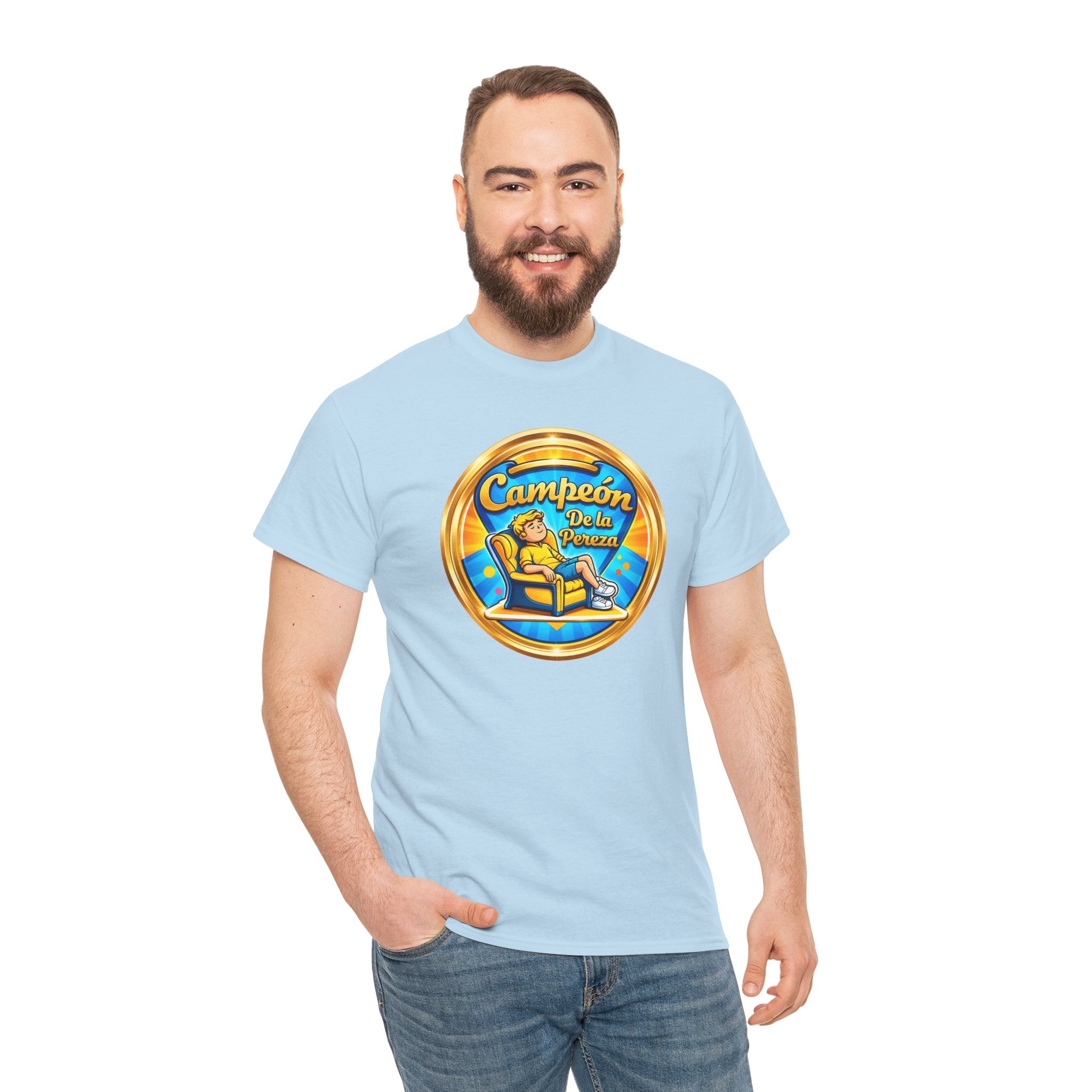 "Campeón De La Pereza" Tee — Gold Badge Adventure T‑Shirt