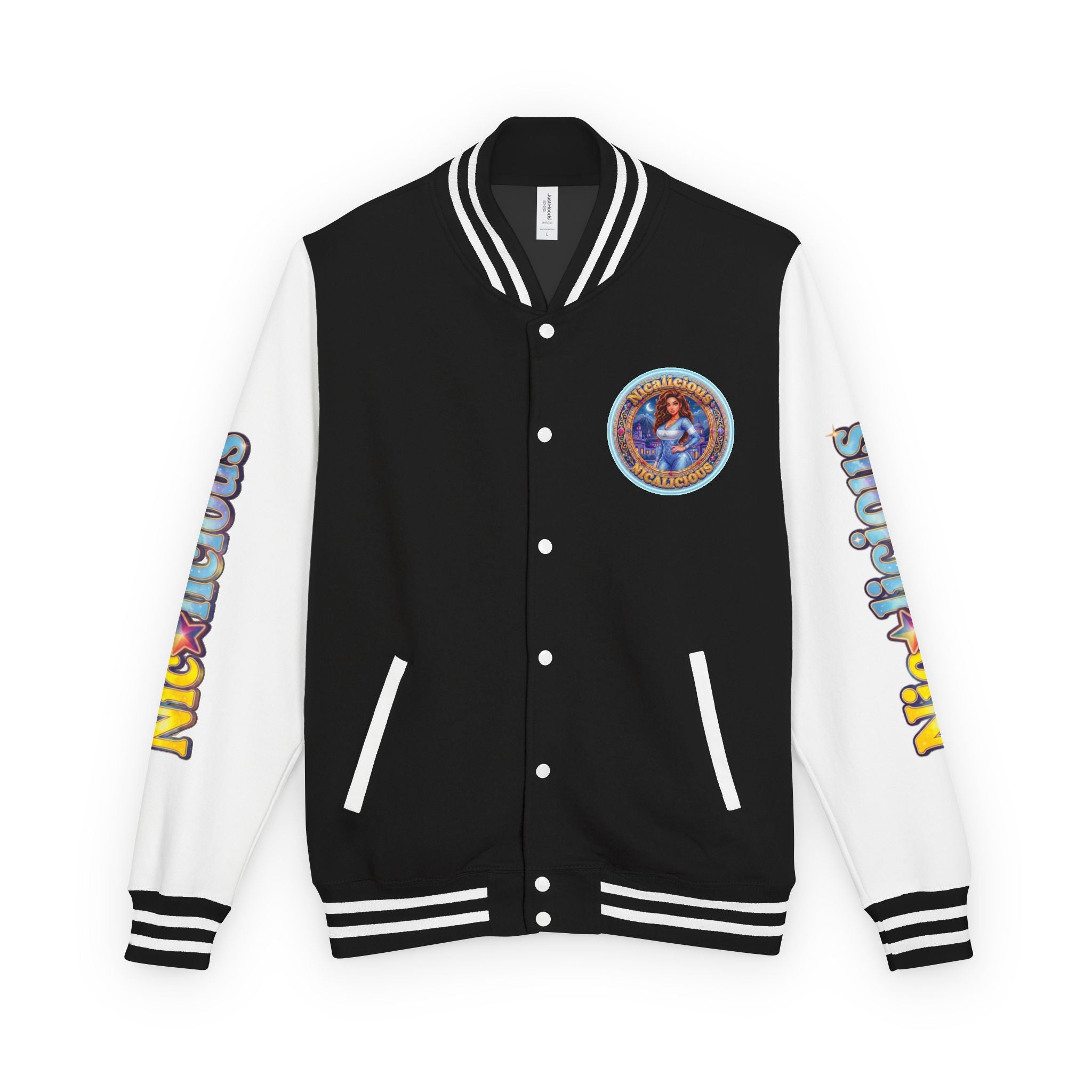 "Nicalicious" Letterman Jacket - Retro Pinup Graphic Varsity Bomber