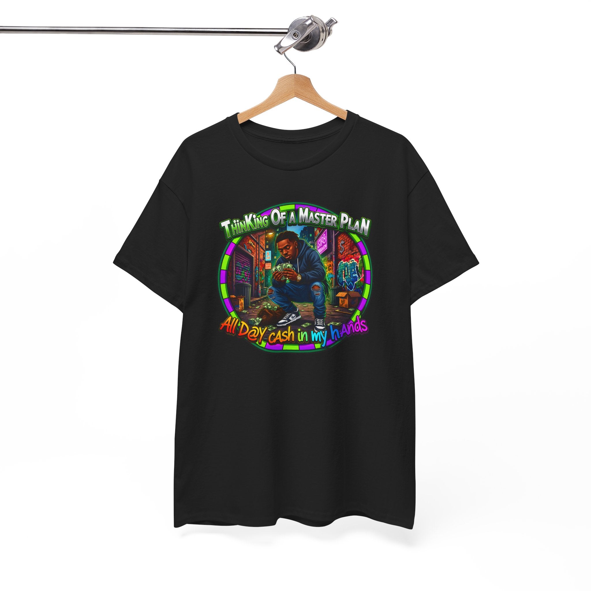 T-Shirt — "Thinking of a Master Plan" Colorful Retro Hip-Hop Graphic Tee