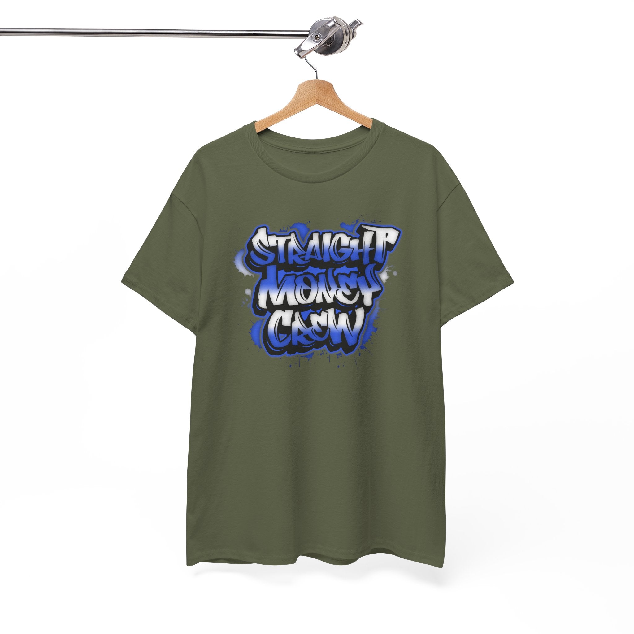 T-Shirt — "Stackin' Money Crew" Blue Graffiti Graphic Tee