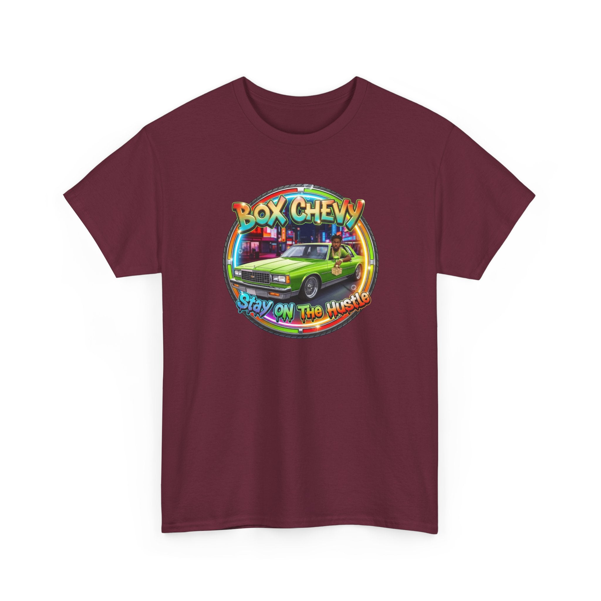 Vintage Chevy Truck Tee — "Box Chevy Stay On The Hustle" Retro Car Graphic Shirt