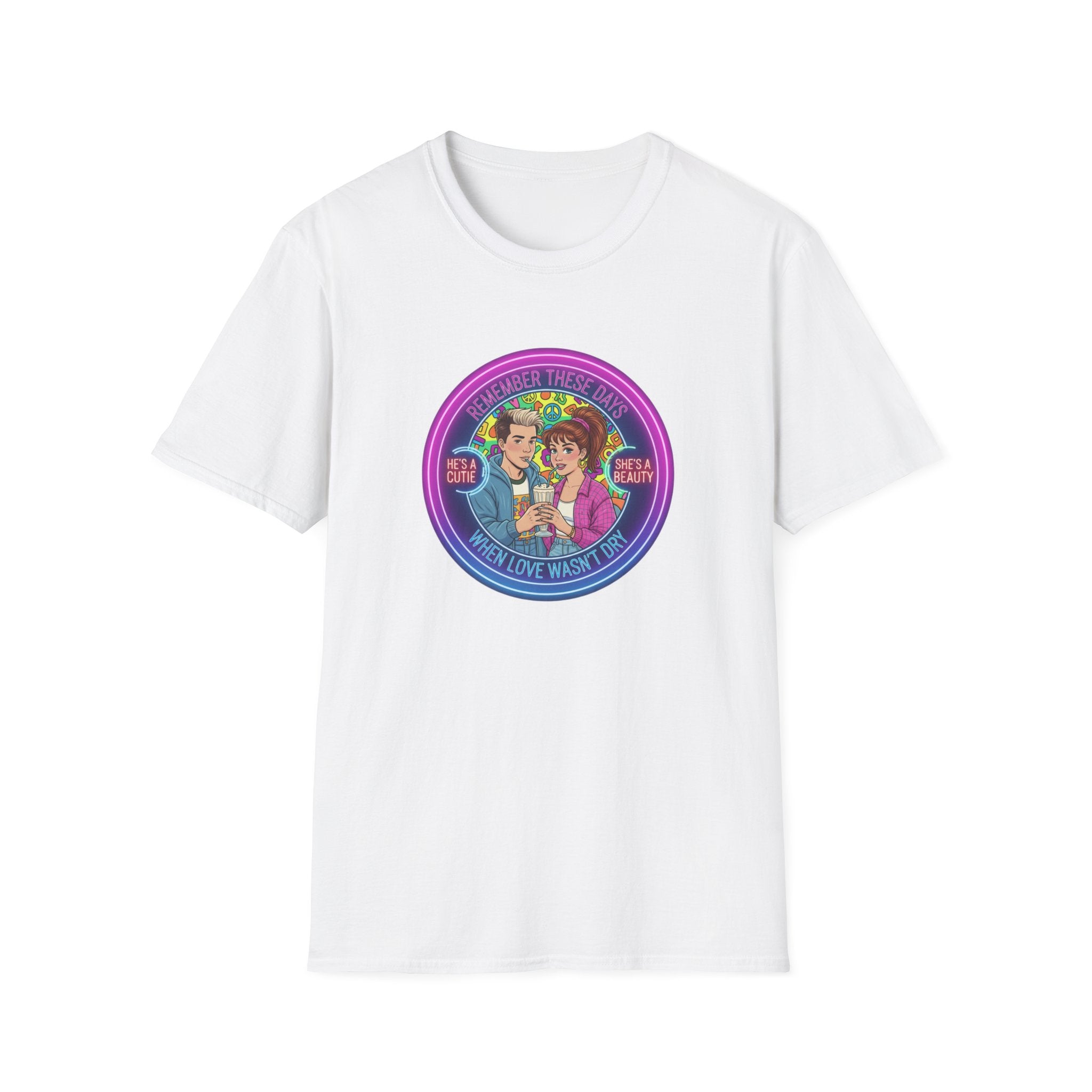 Retro Pride Couple T-Shirt — "I Love What I Love" Rainbow Graphic