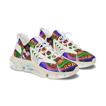 Retro Vibrant "Can You PlayBaseball" Women's Mesh Sneakers — Colorful Graphic Athletic Shoes