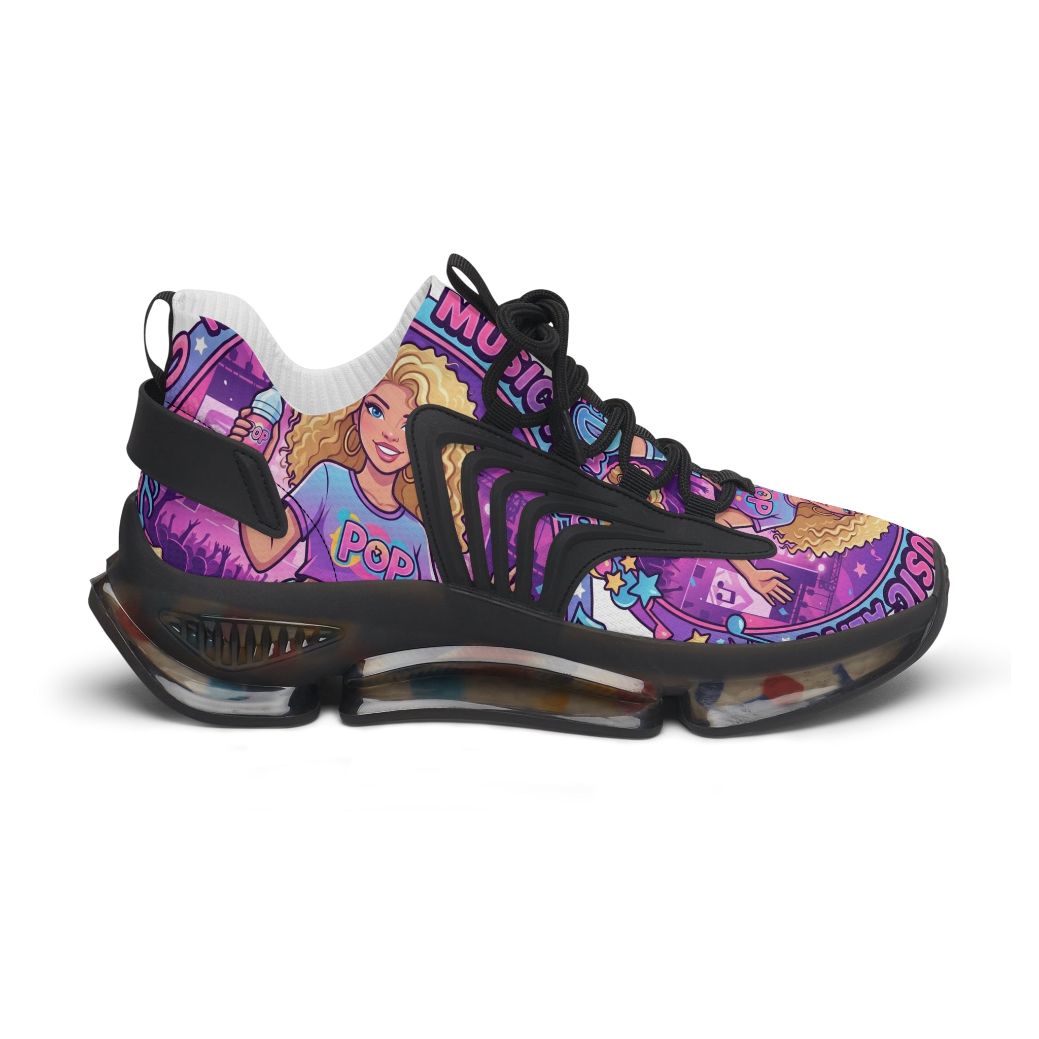 Women’s Mesh Sneakers —"Keep Pop Music Alive " Women's Trendy Printed Athletic Shoes