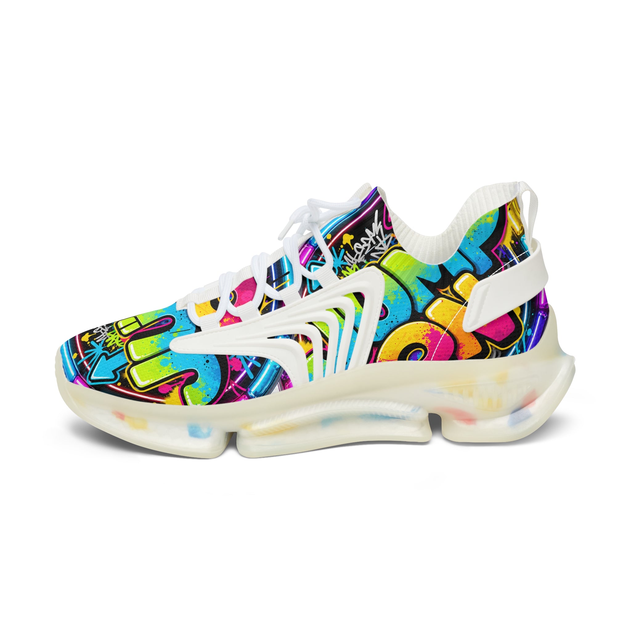 Women's Mesh Sneakers — "Jump On" Colorful Graffiti Streetwear Athletic Shoes