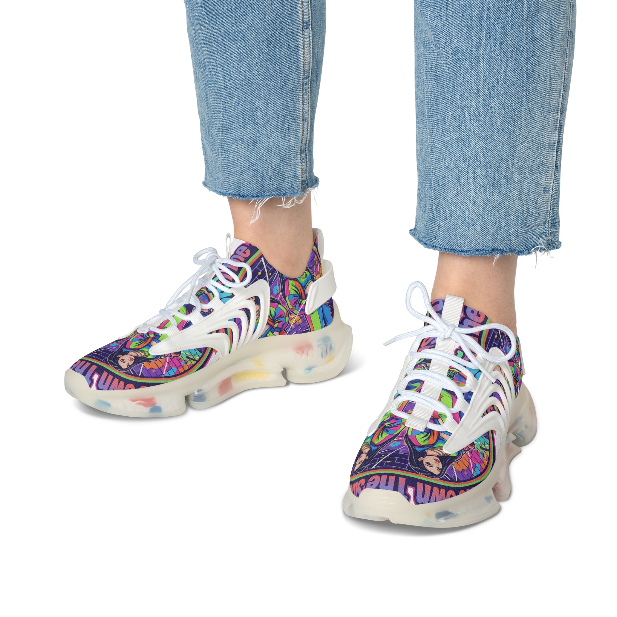 Women’s Mesh Sneakers — "We Own The Sidewalk "Colorful Retro Graphic Streetwear Trainers