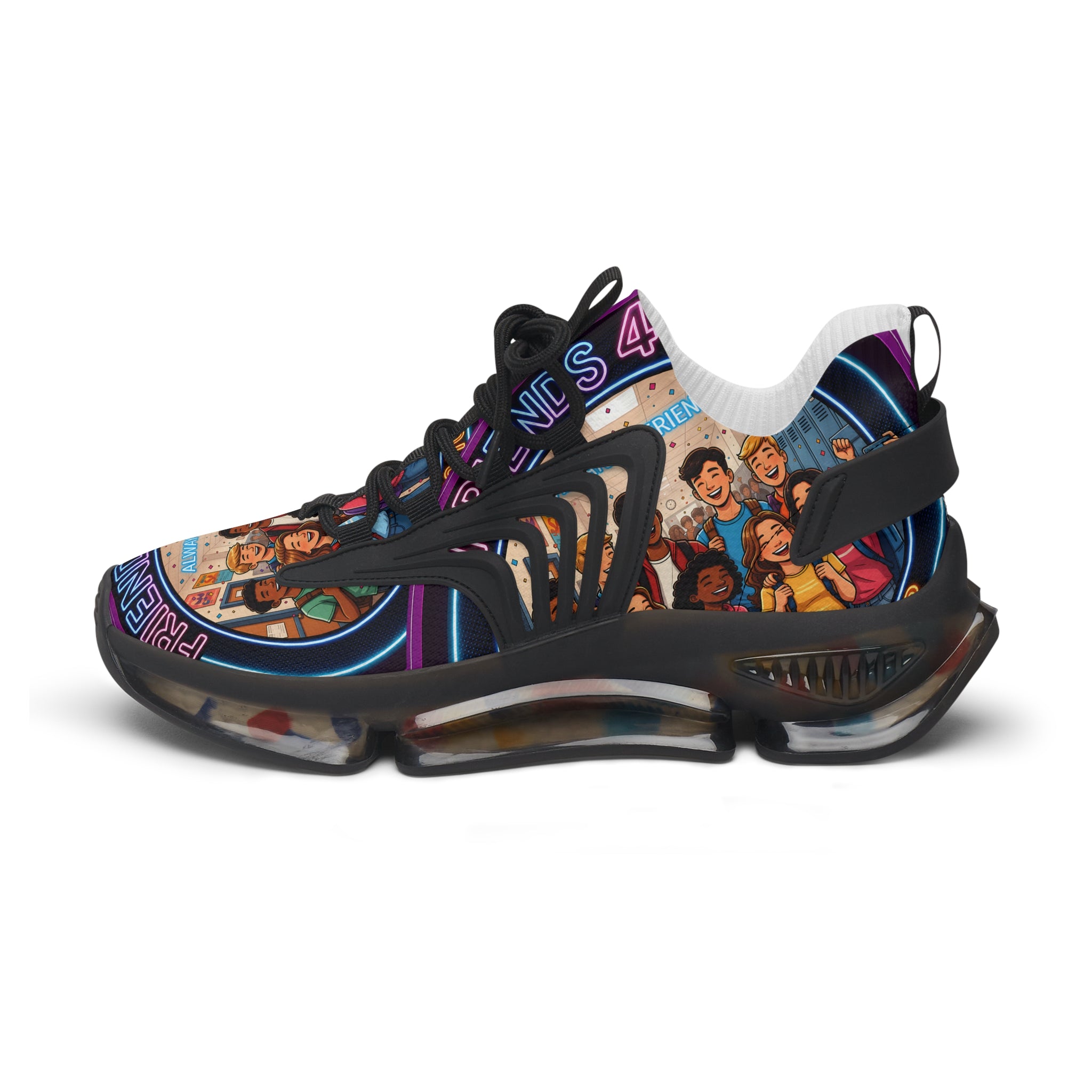 Mesh Sneakers — 'Friends 4Ever' Retro Group Photo Graphic Women's Athletic Shoes