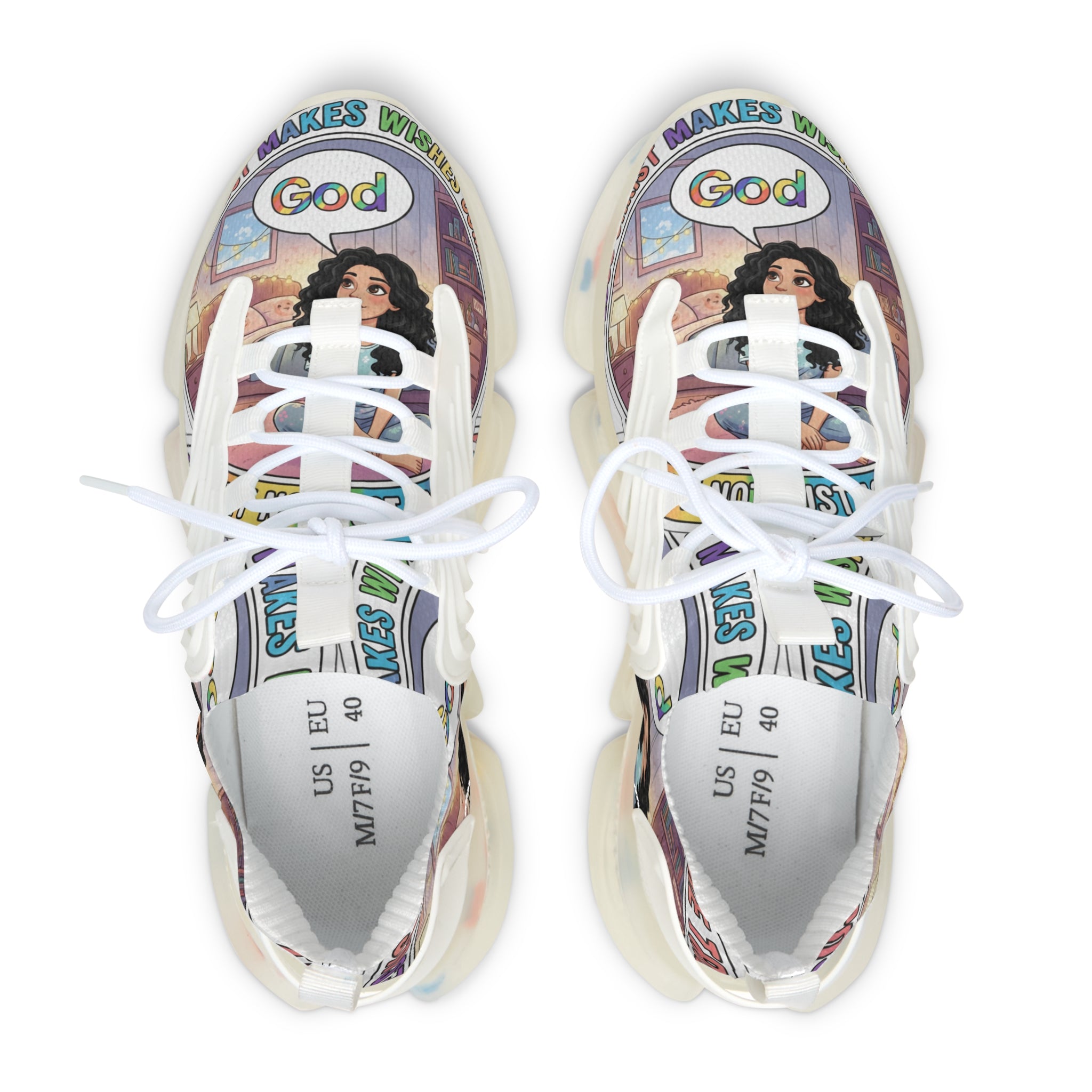 Mesh Sneakers — Inspirational  "Jesus Christ Makes Wishes Come True "Graphic Women’s Athletic Shoes