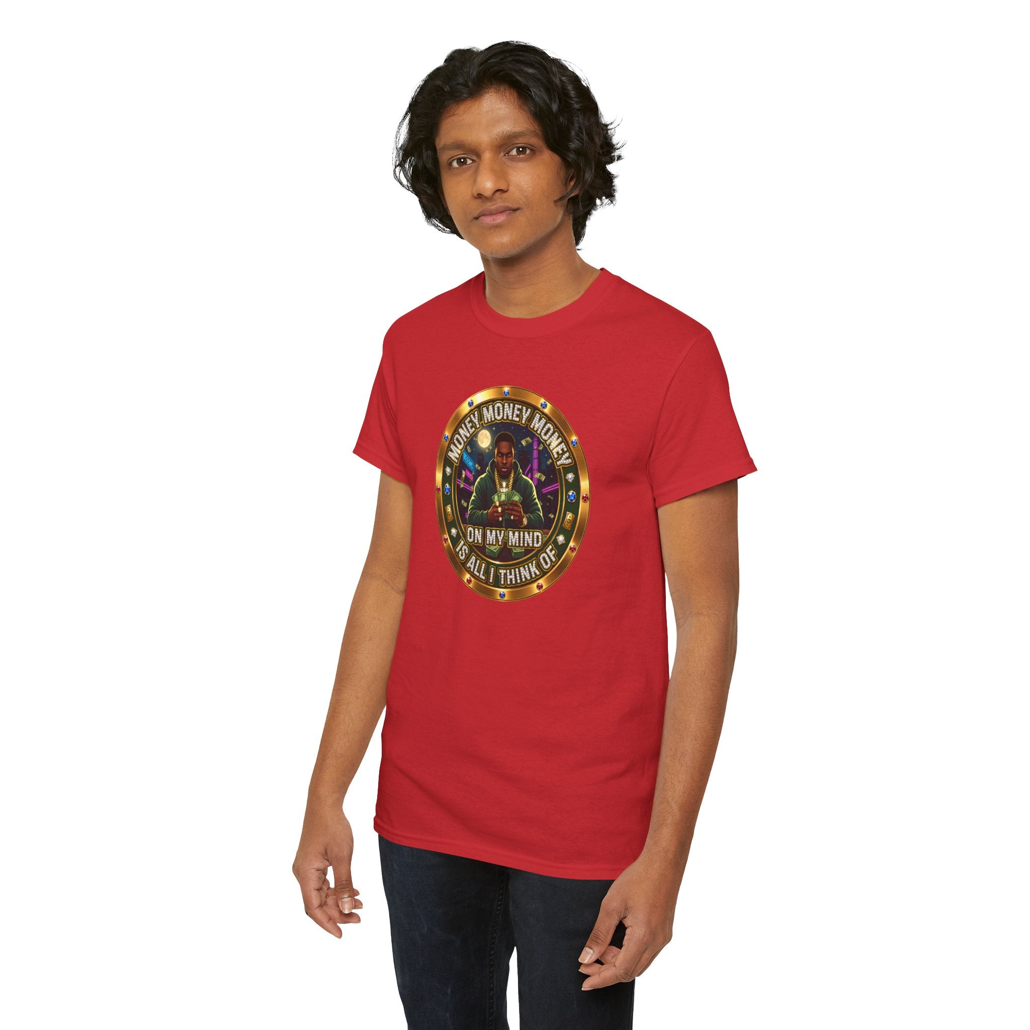 "Money On My Mind" Graphic Tee — Retro Casino Coin Design