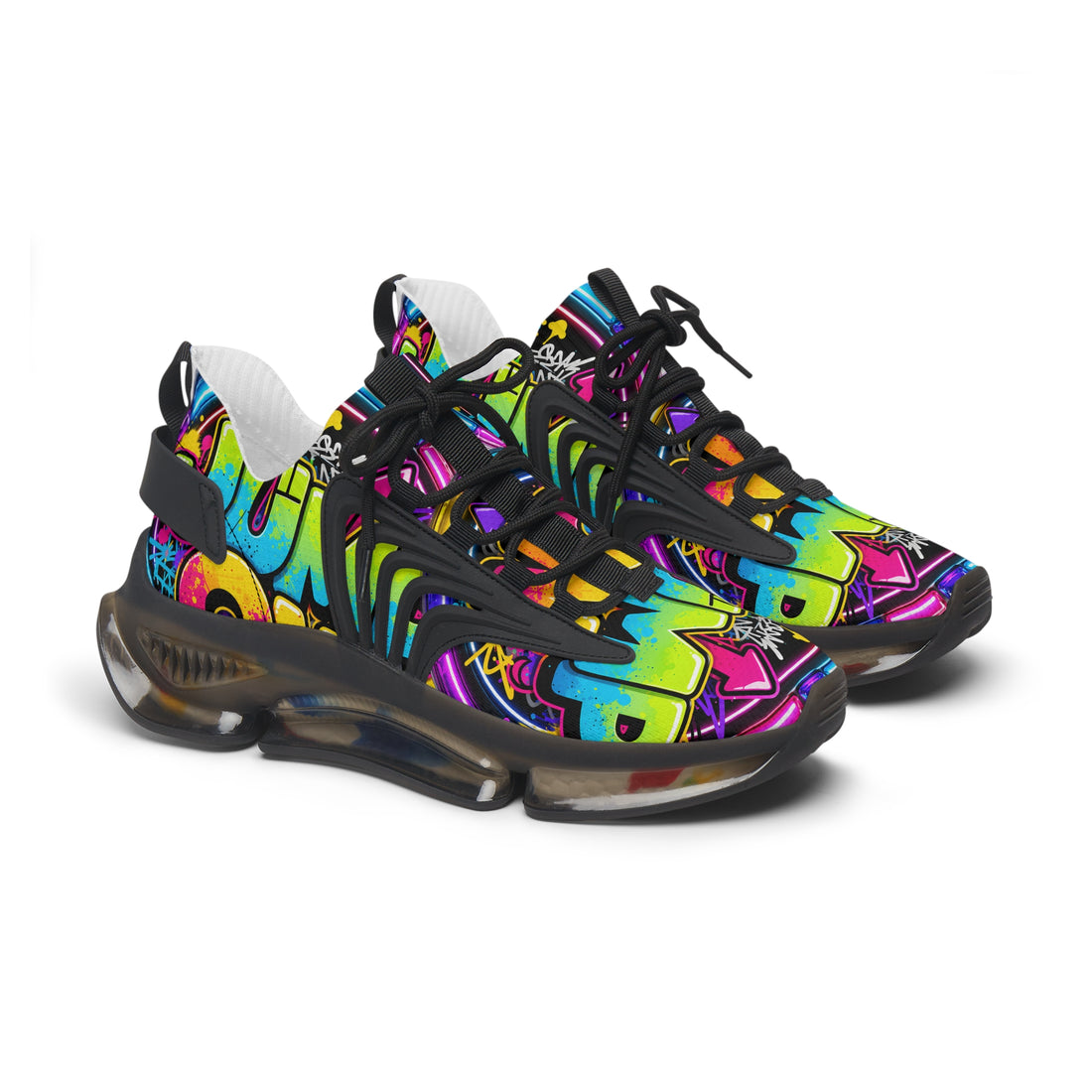 Women's Mesh Sneakers — "Jump On" Colorful Graffiti Streetwear Athletic Shoes