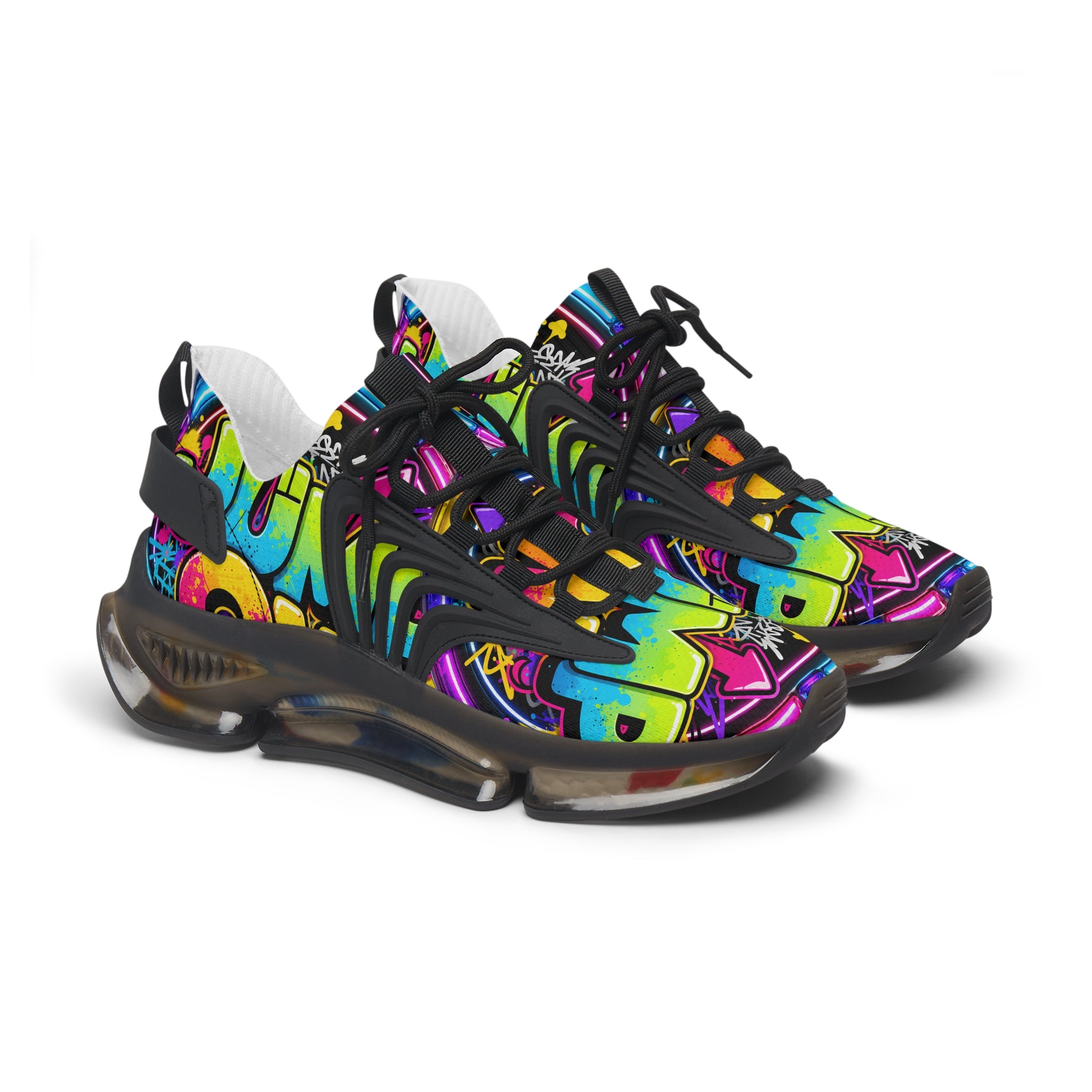 Women's Mesh Sneakers — "Jump On" Colorful Graffiti Streetwear Athletic Shoes