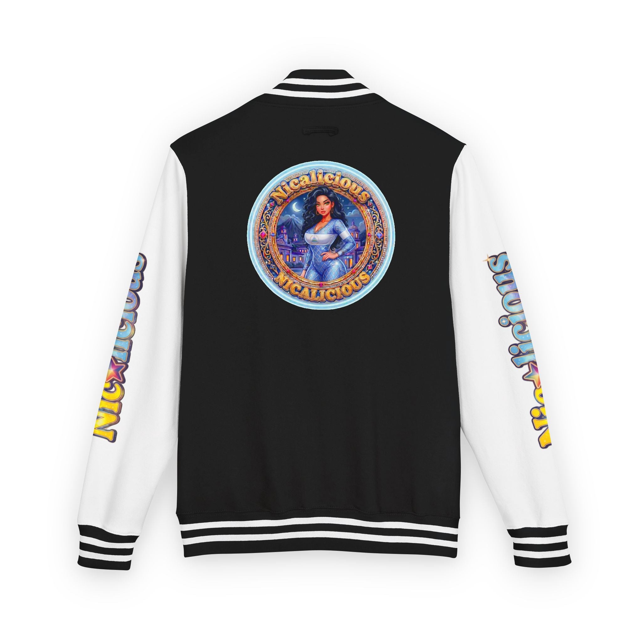 Letterman Jacket — 'Nicalicious' Graphic Varsity Jacket with Retro Badge