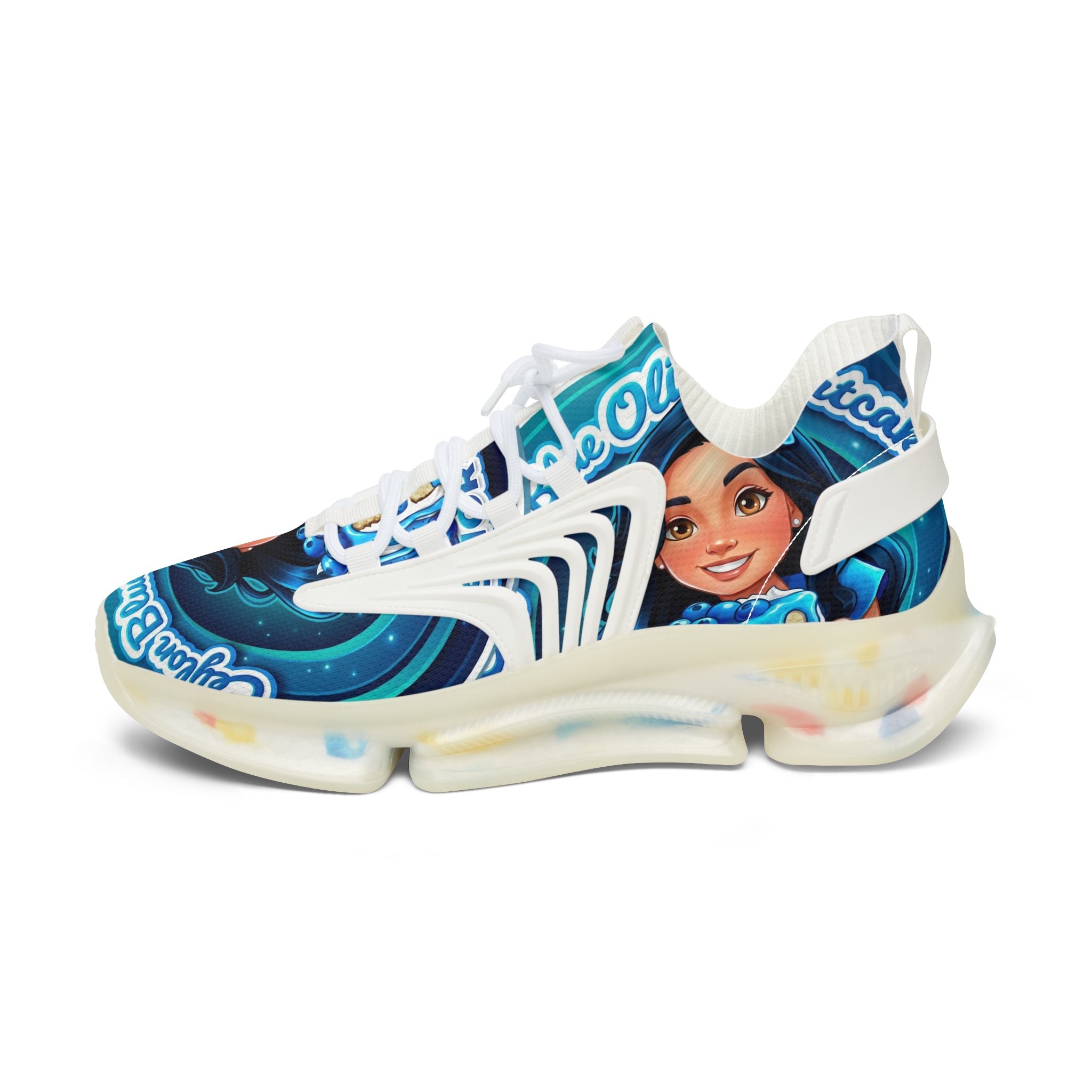 Women's Mesh Sneakers — "Ceylon Blue Olive Shortcake "Graphic Athletic Shoes